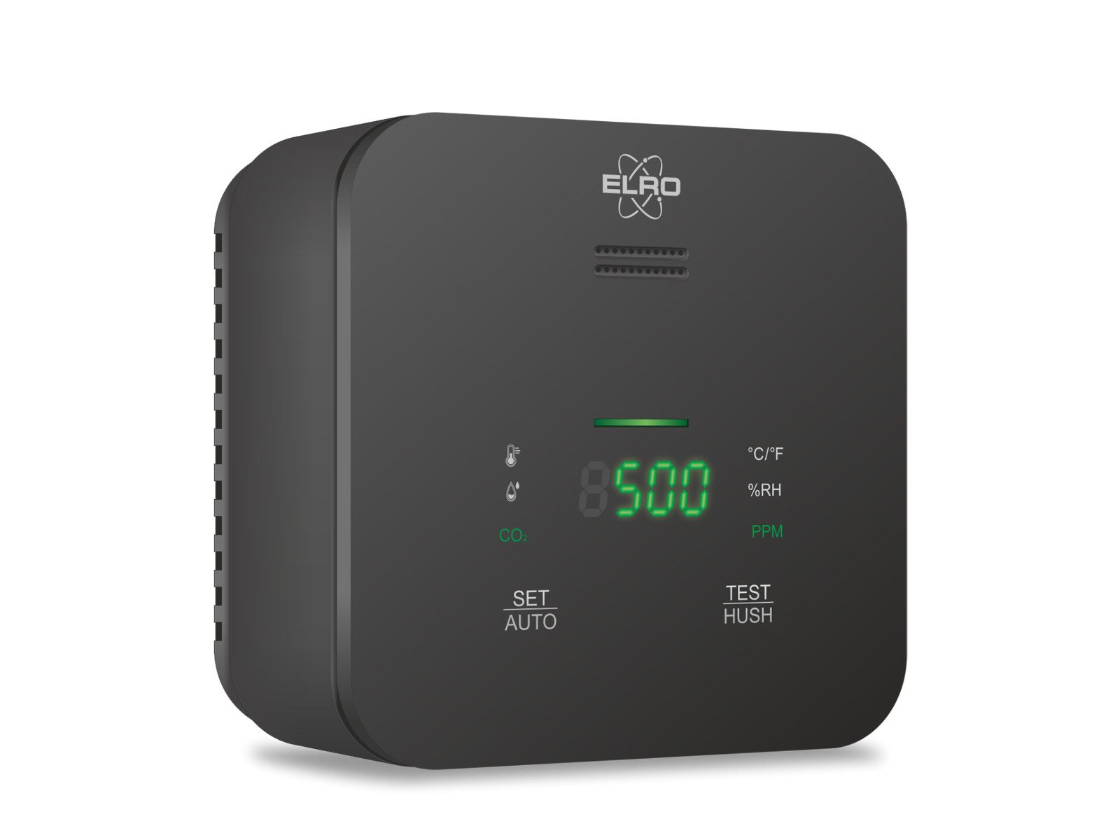 Elro Gasmelder (CO2 Kohlendioxid Warn-Melder Warner,Temperatur und Luftfeuchtigkeit)