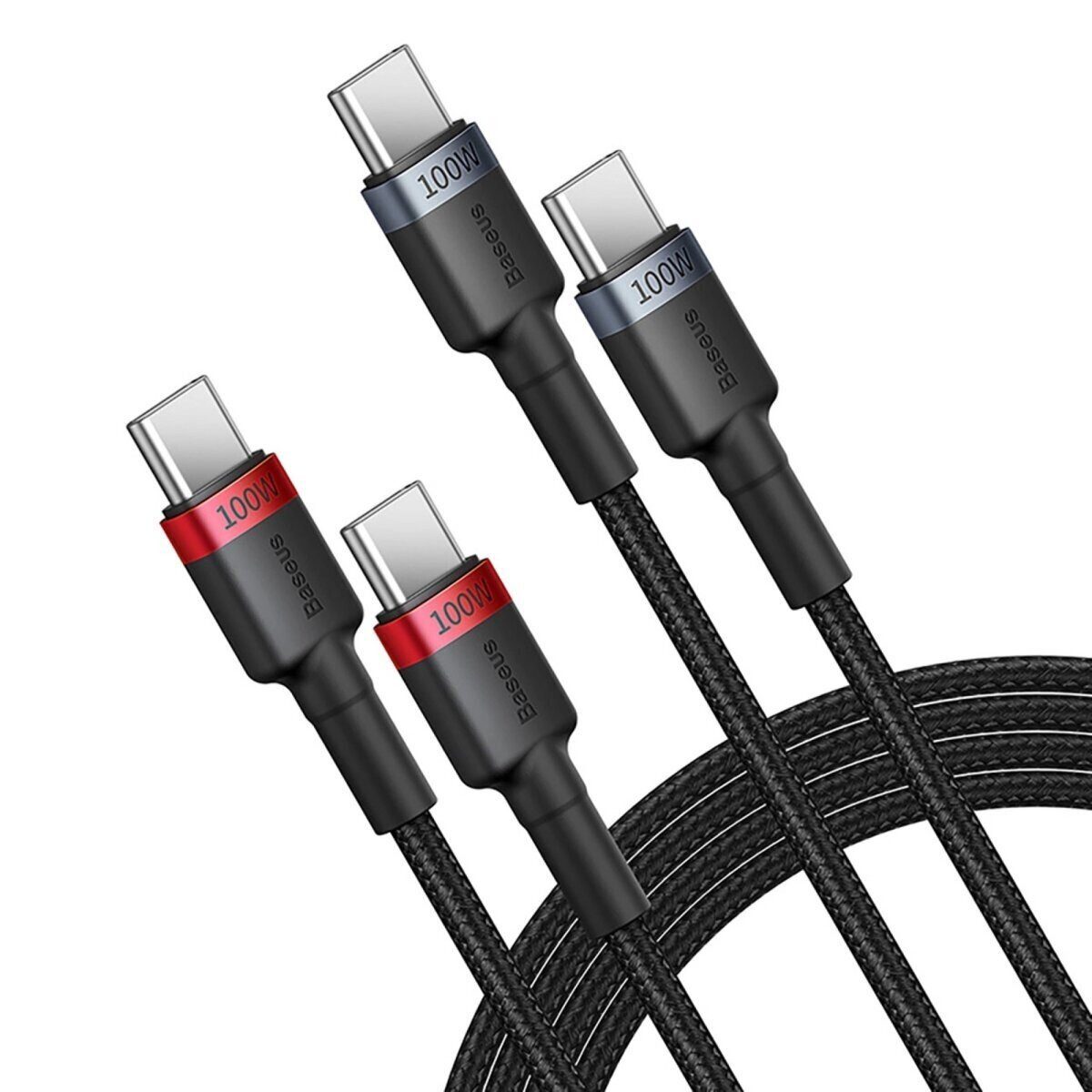 USB-C Auf USB-C Kabel Mit LED-Anzeige – 100W PD Schnellladung, 1,2m, Nylon Geflochten, Datenübertragung