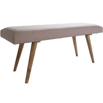 FINEBUY Hockerbank FB49206 (Stoff / Massivholz Bank Beige 117x51x38 cm Retro), 2er Polsterbank Flur, Stoffbank Sitzbank Klein