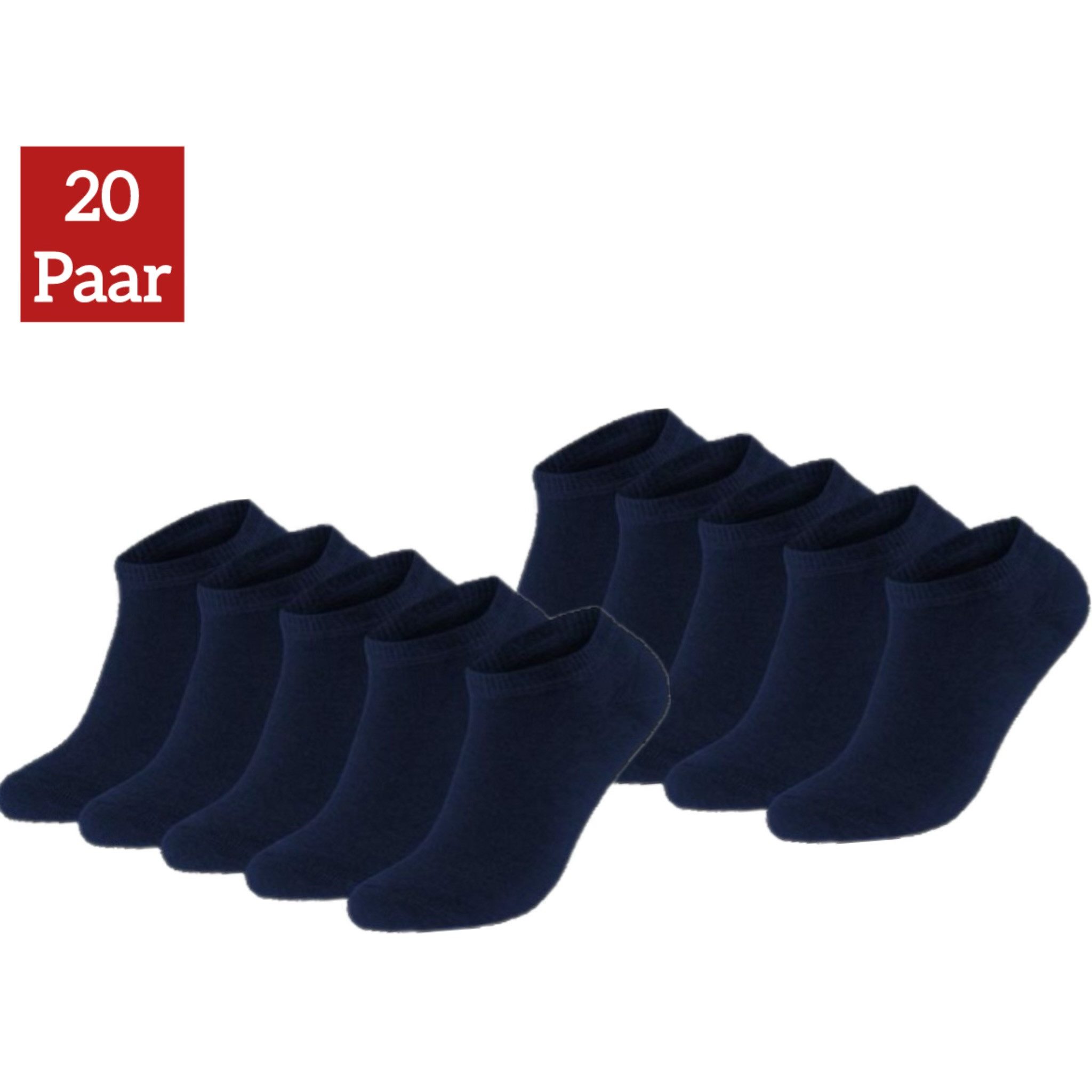 Sneakersocken 10-20 Paar Sneaker Socken aus Baumwolle, für Damen & Herren, ohne Naht