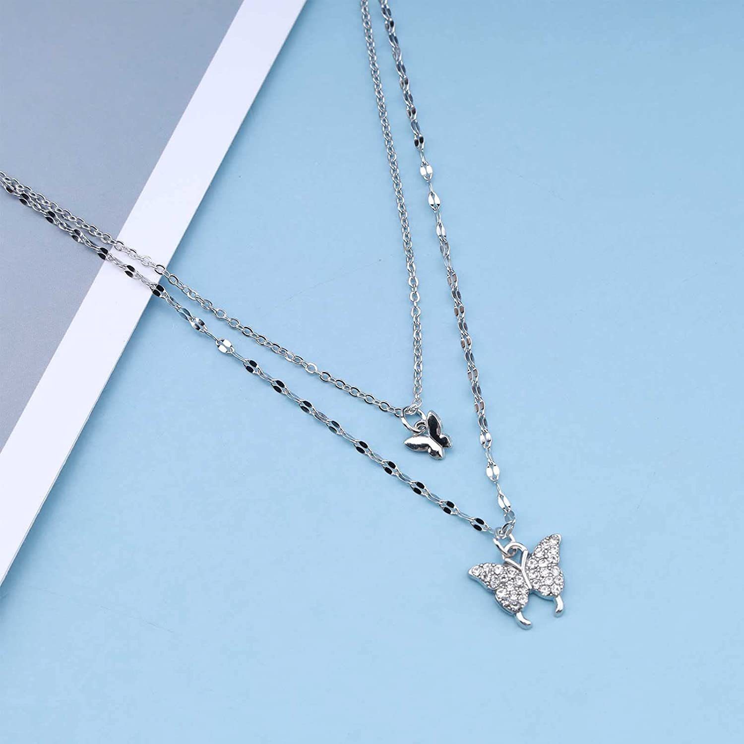 Schmetterling Haiaveng Kette Anhänger mit Halskette Anhänger Silber Kristall Halskette, Anhänger