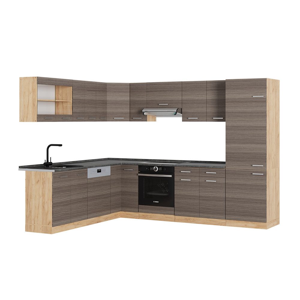 Vicco Winkelküche R-Line, Edelgrau/Goldkraft Eiche, 227 günstig online kaufen