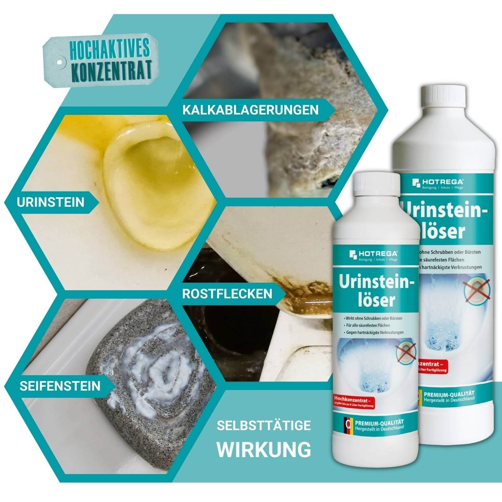 HOTREGA® Urinsteinentferner, WC Entkalker, Urinal und Toilette reinigen Urinsteinlöser (WC Entkalker, Urinal und Toilette reinigen)