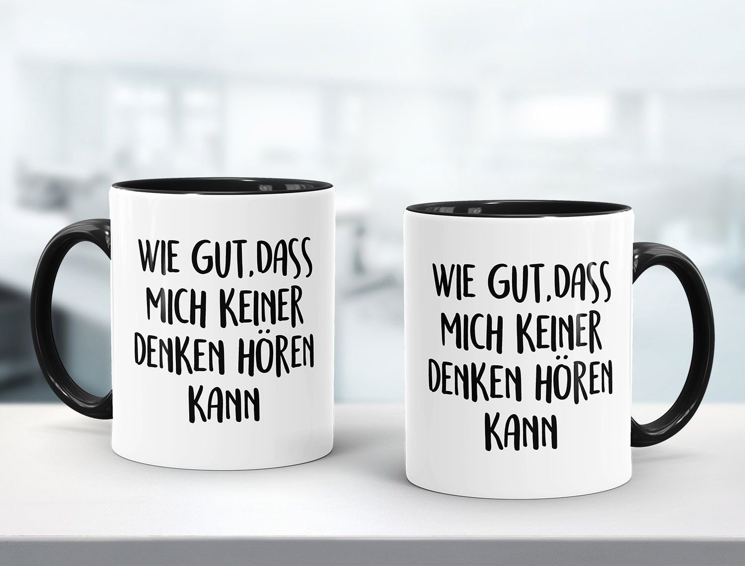 MoonWorks Tasse Kaffee-Tasse Spruch wie gut dass mich keiner denken hören kann MoonWorks® Innenfarbe, Keramik