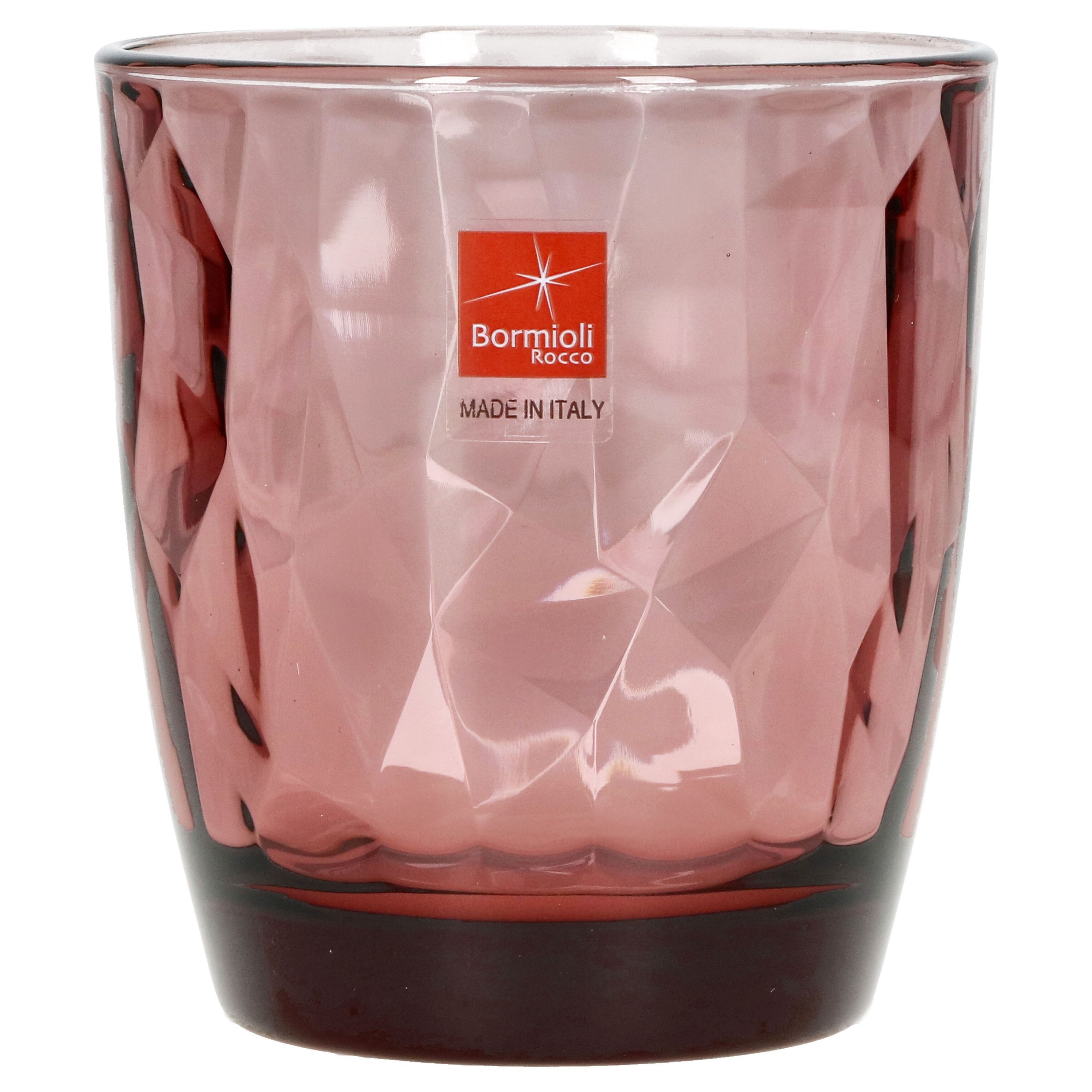 Bormioli Rocco Whiskyglas 3er Set Diamond Whiskyglas Rock Purple 305ml Tumbler Cocktail lila, Glas