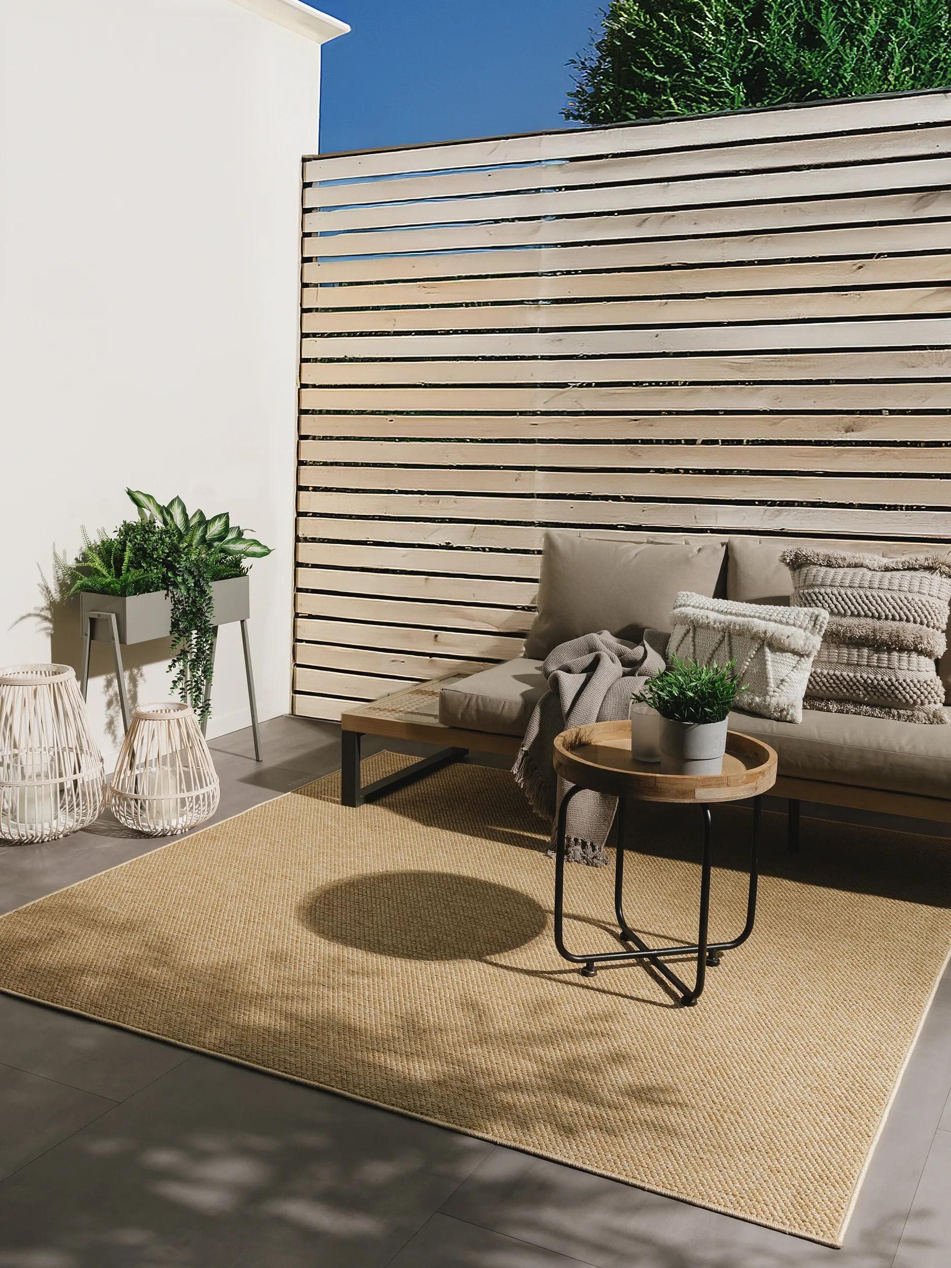 benuta Outdoorteppich Iowa, quadratisch, Höhe: 5 mm, Outdoor Teppich Garten, Terrasse, Balkon, Küchenteppich, Wetterfest