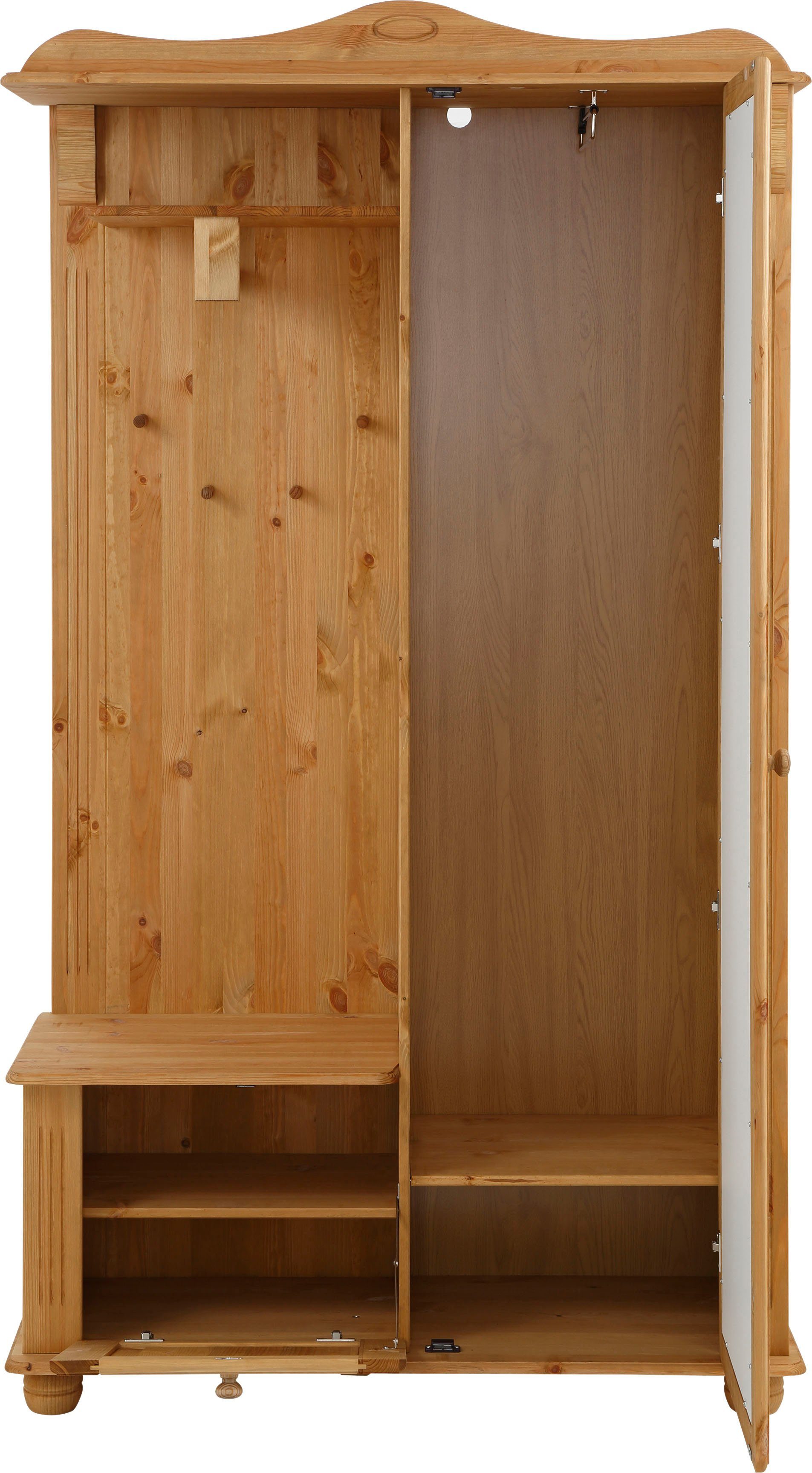 OTTO home Kompaktgarderobe Adele Breite 108 cm, mit Spiegeltür, aus massiver Kiefer, FSC®