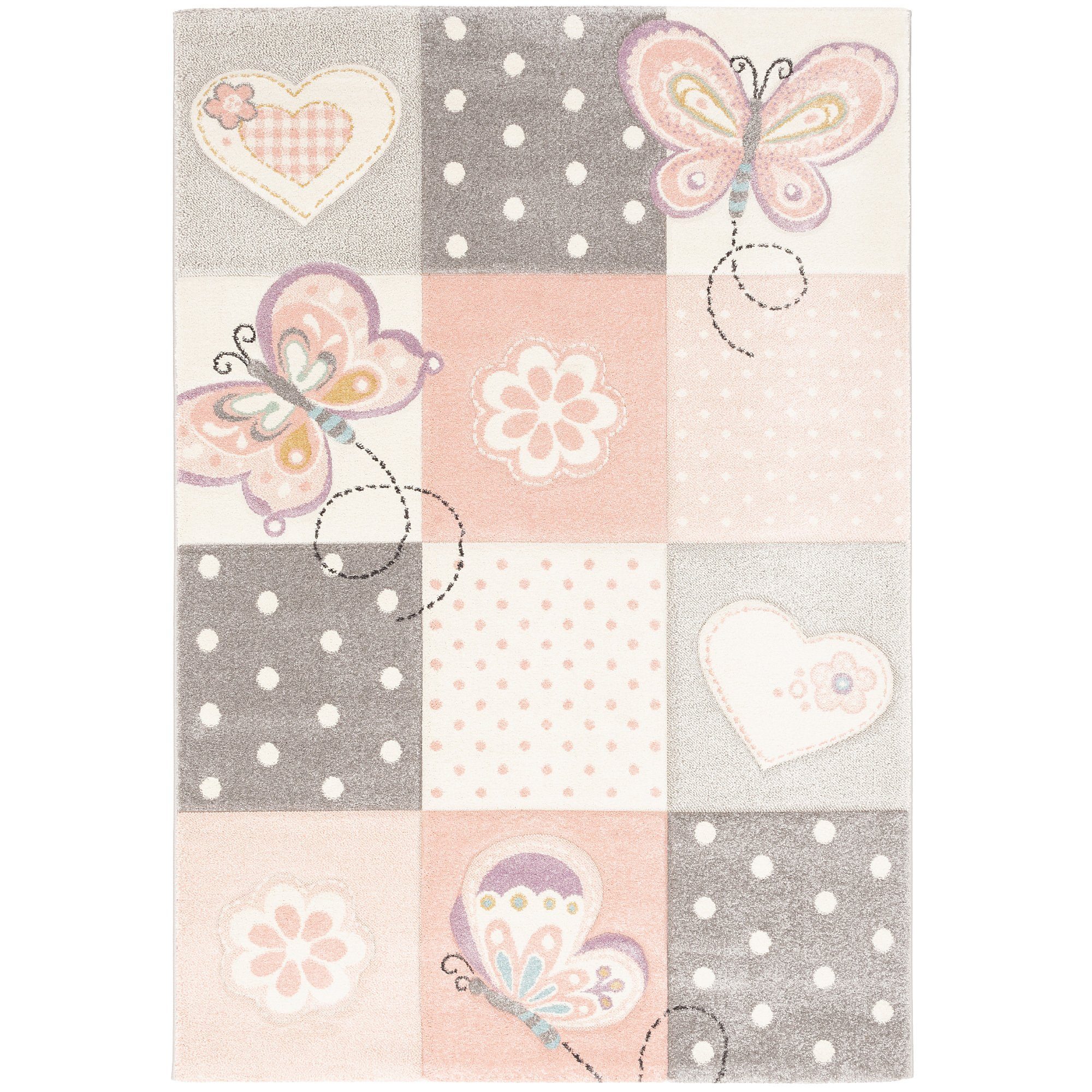 Pergamon Kinderteppich Kinder Teppich Maui Kids Karo Herzen, Rechteckig, Hö günstig online kaufen