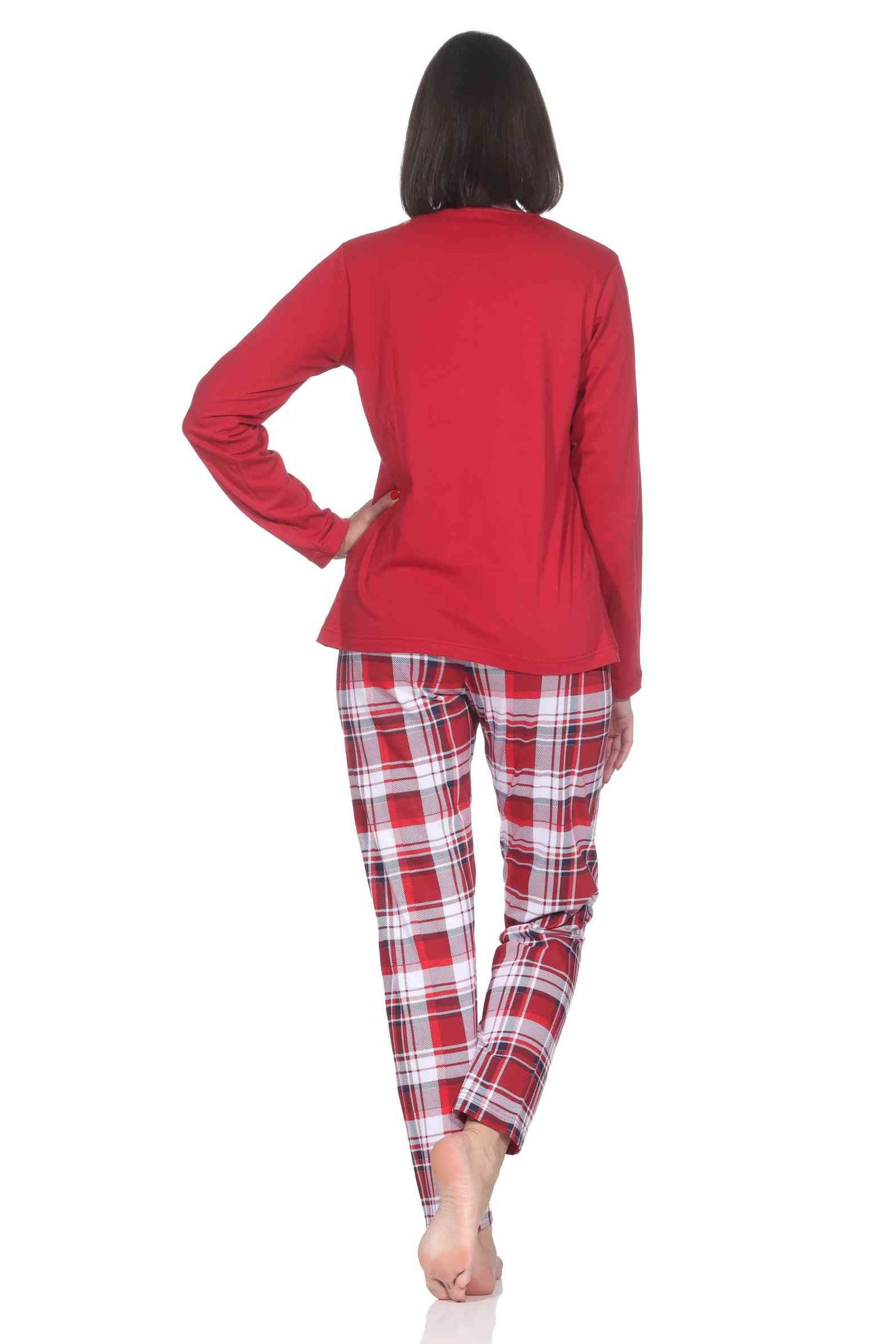 Normann Pyjama Damen Weihnachts Schlafanzug Pyjama mit lustigen Renntier Motiv – Bild 4 von 4