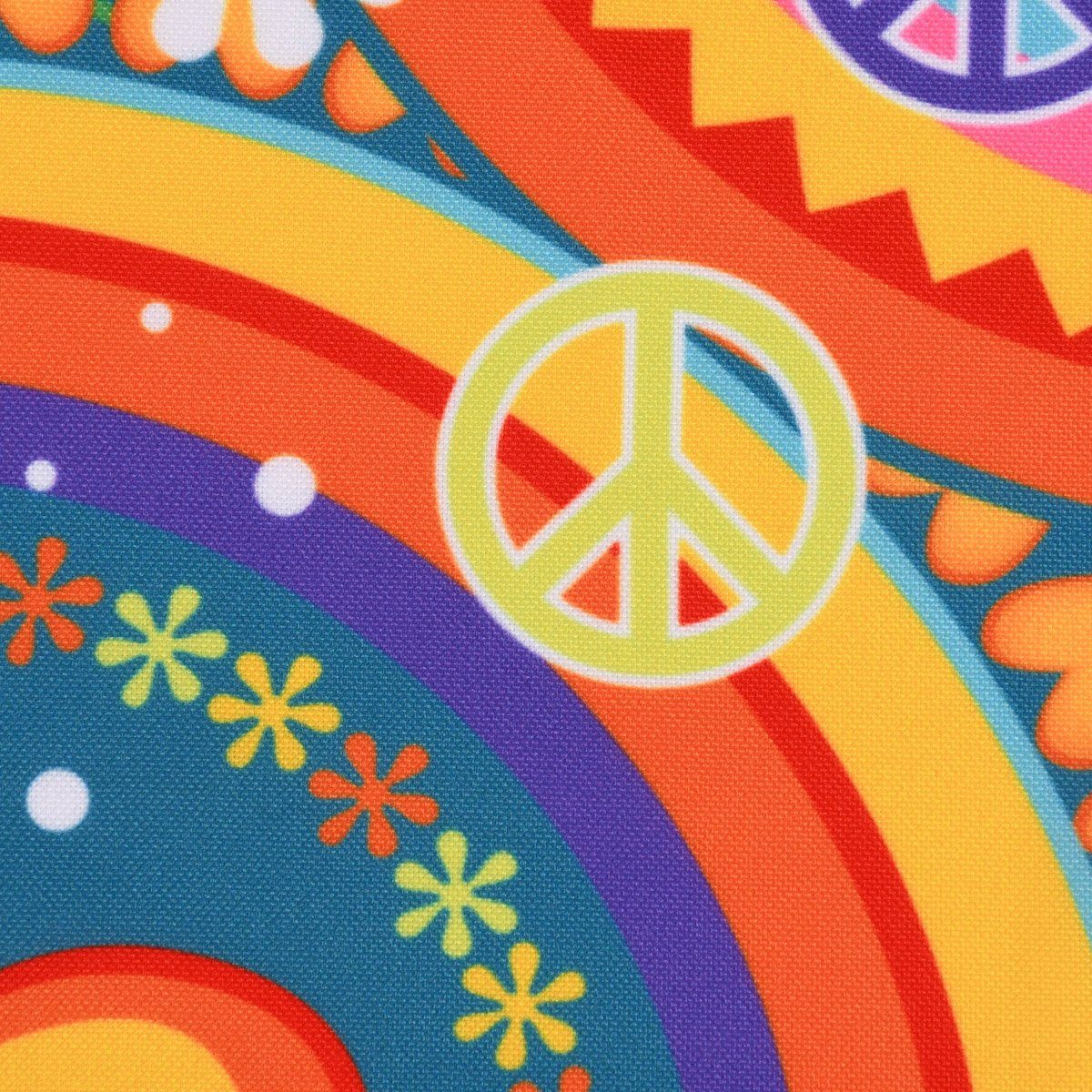 Thumbnail - SCHÖNER LEBEN. Stoff Faschingsstoff Polyester Flower Power Hippies bunt 1,5m Breite