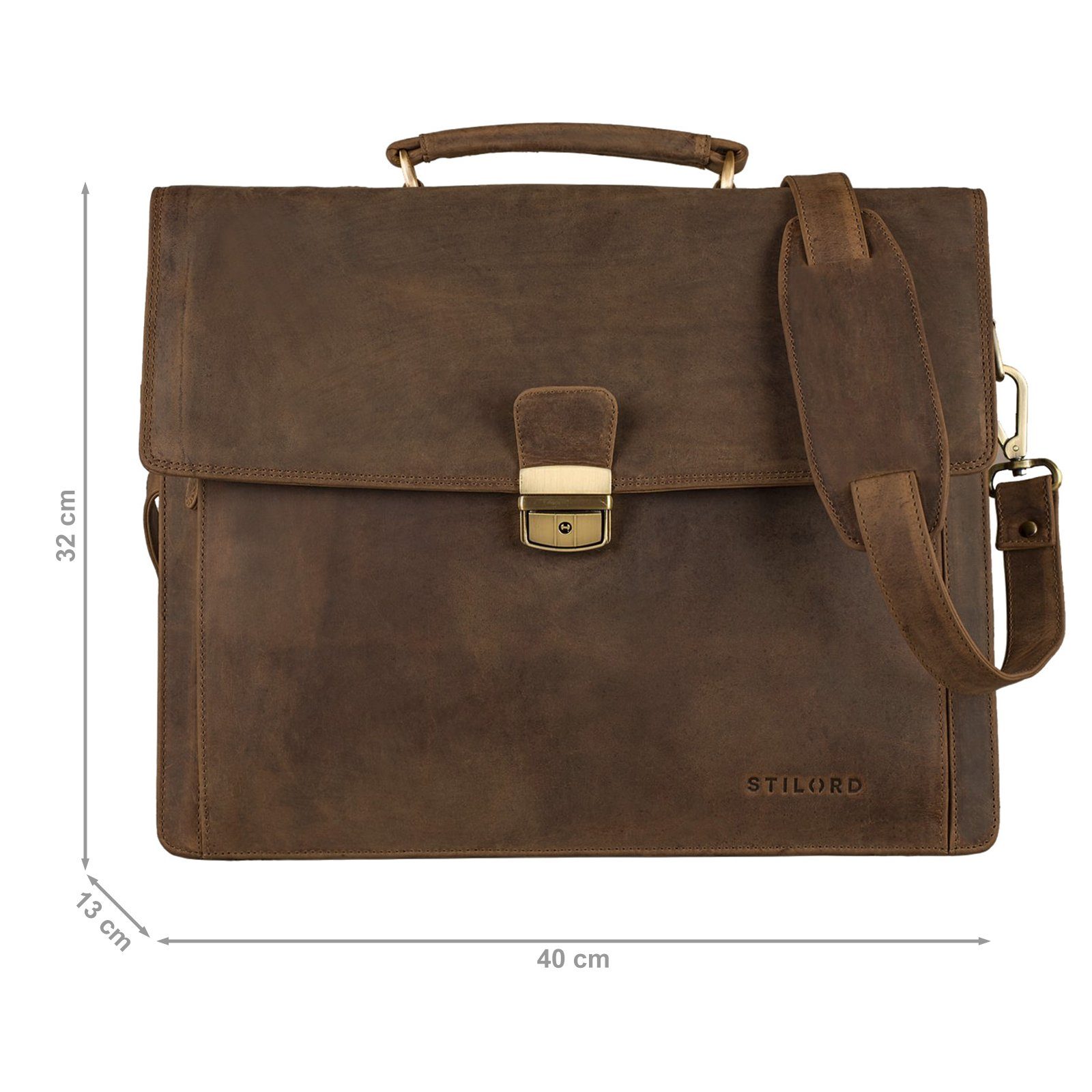 STILORD Laptoptasche "Noel" Aktentasche Leder Herren Vintage