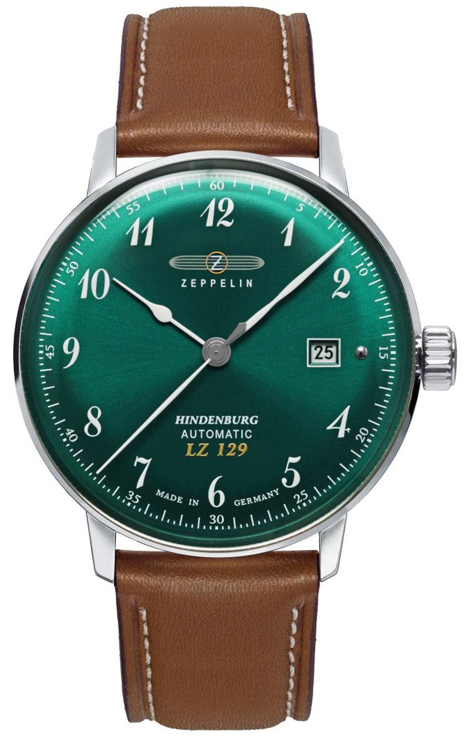 ZEPPELIN Automatikuhr Herrenuhr aus Stahl, grün, Zeppelin LZ129 Hindenburg, Modell: 8056-4