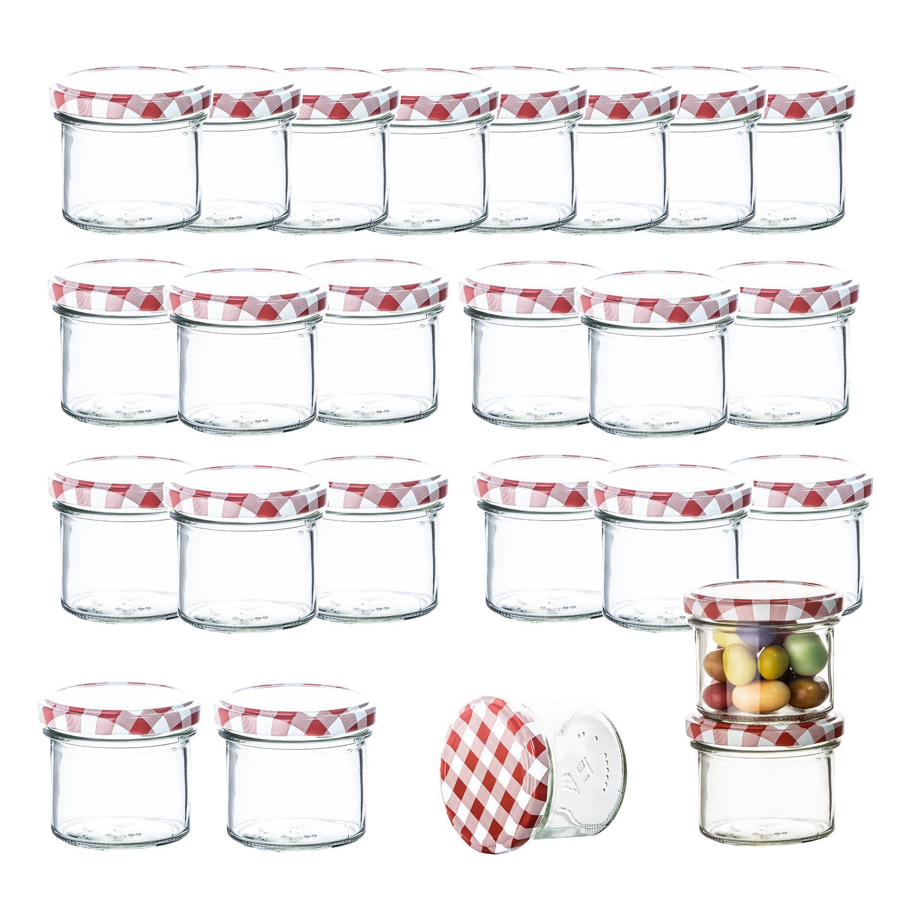 BigDean Marmeladenglas 24er Einweckglas Glas, 125 Sturzglas ml (24-tlg) Set Einmachglas 66 To Deckel