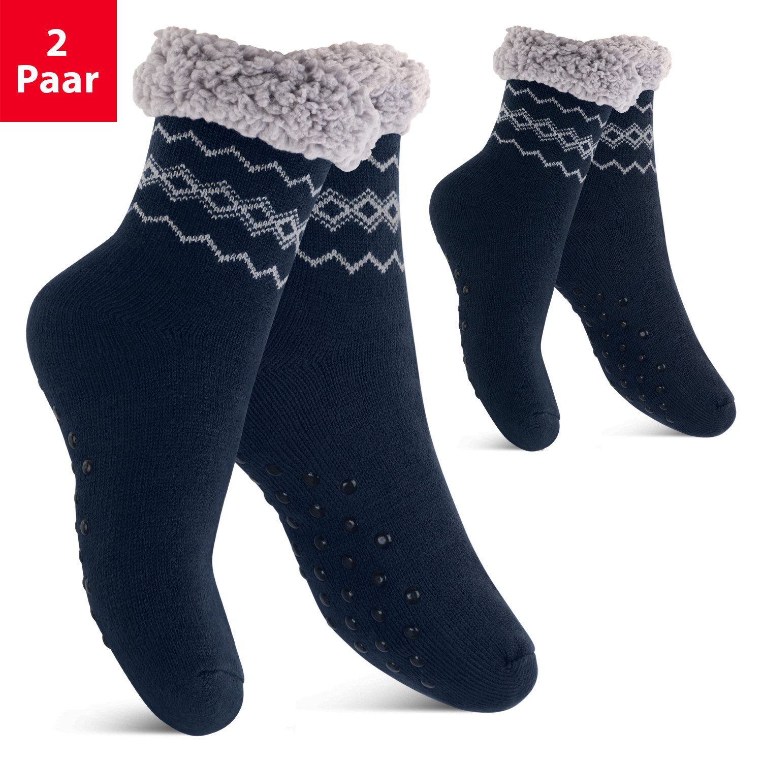 Footstar ABS-Socken Winter Haussocken Damen & Herren 1er oder 2er Kuschelsocken