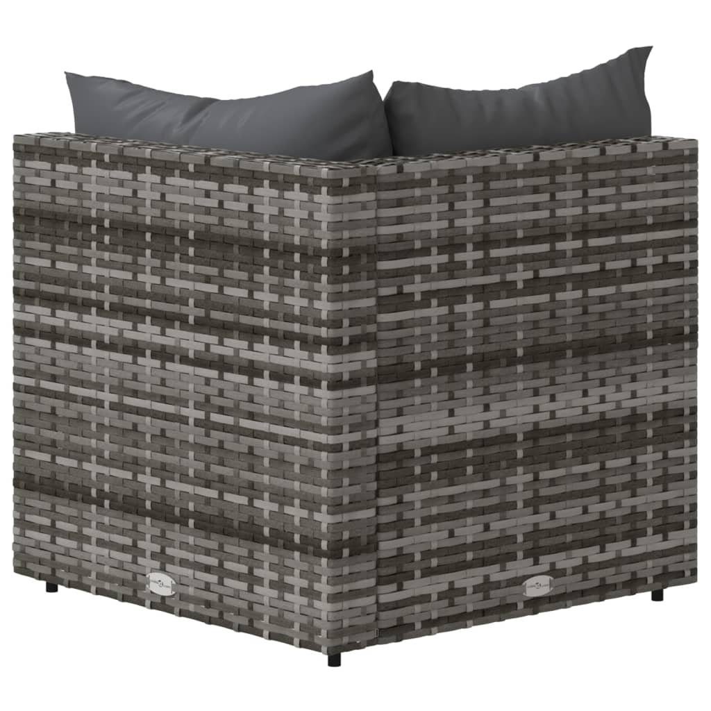 Loungesofa Poly Garten-Ecksofa Kissen Teile mit vidaXL 1 Grau Rattan,