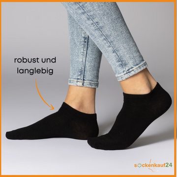 sockenkauf24 Sneakersocken 10, 20, 30 Paar Sneaker Socken Damen & Herren Schwarz Weiß Grau (Schwarz, 10-Paar, 39-42) Baumwolle - 16900 WP