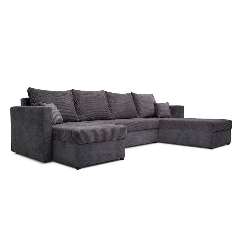 VitaliSpa® Wohnlandschaft Schlafsofa Grau/Anthrazit, beidseitig montierbar, abnehmbarer Bezug