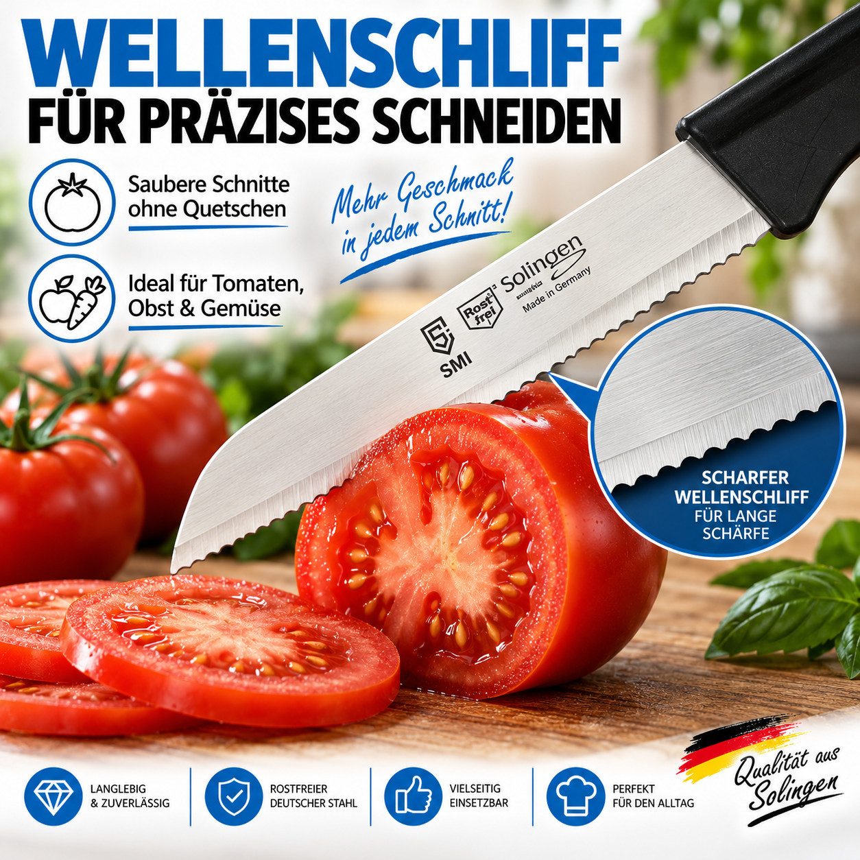 SMI Obstmesser 24-tlg Solingen Gemüsemesser Schälmesser Wellenschliff Küchenmesser – Bild 4 von 5