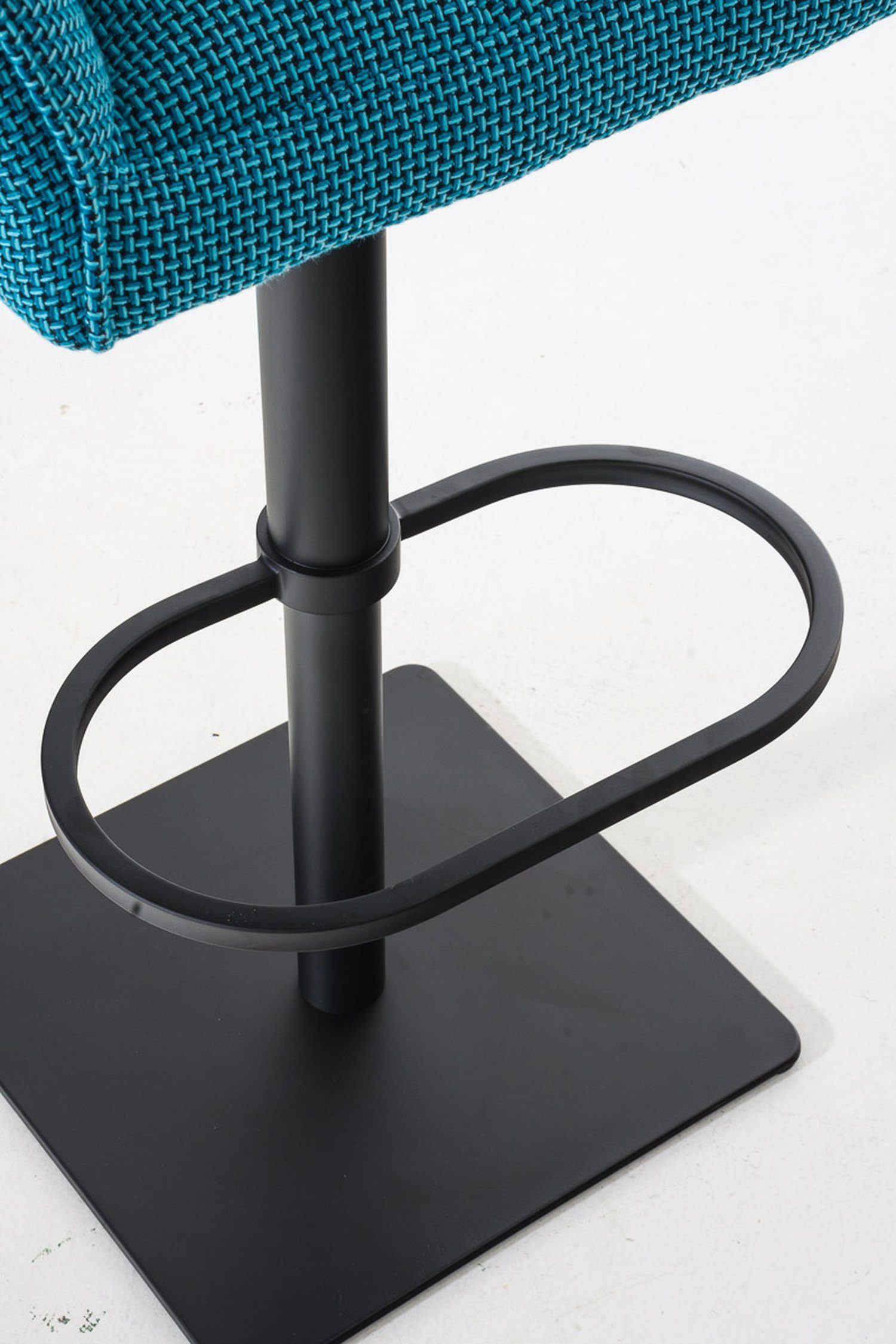 Barhocker - Metall Türkis Fußstütze 360° - & (mit für Damaso Sitzfläche: Küche), und matt Stoff Rückenlehne - TPFLiving schwarz Theke Hocker drehbar