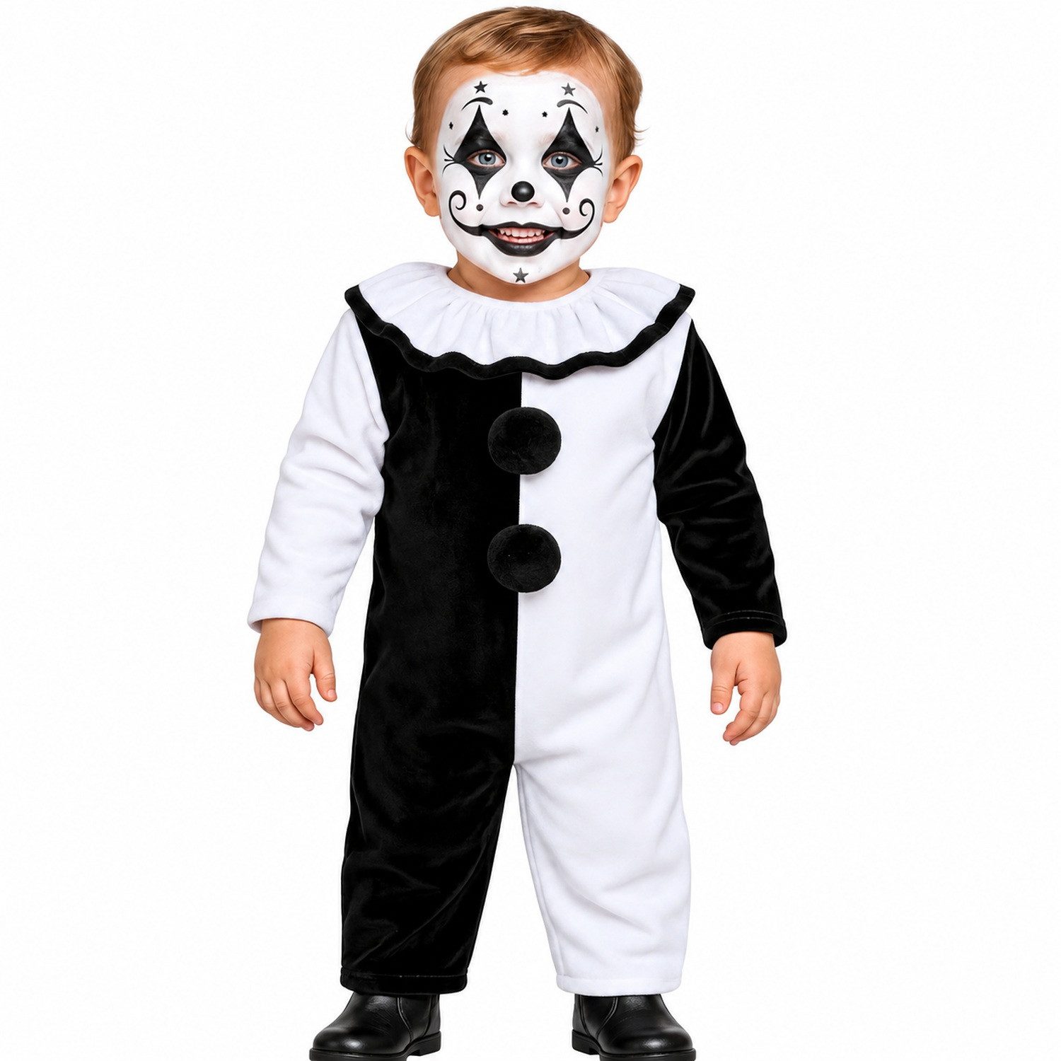 Fiestas Guirca Clown-Kostüm Babykostüm 'Terror Clown' für Kinder, Schwarz Wei