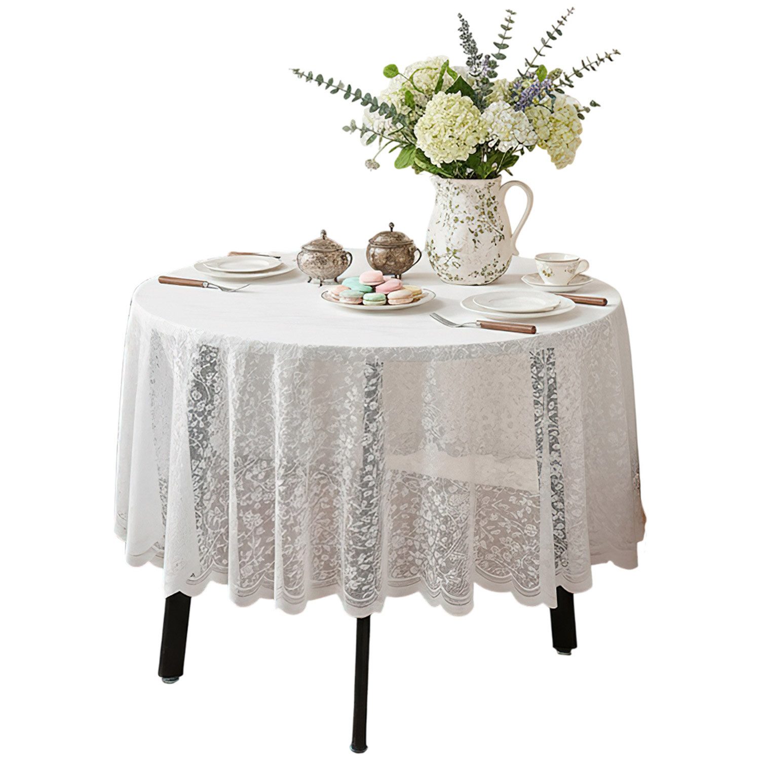 Refttenw Tischdecke Vintage-Spitzentischdecke im Landhausstil - Tischdeko, Wohnaccessoire (1-tlg), Quadratisch / Rund