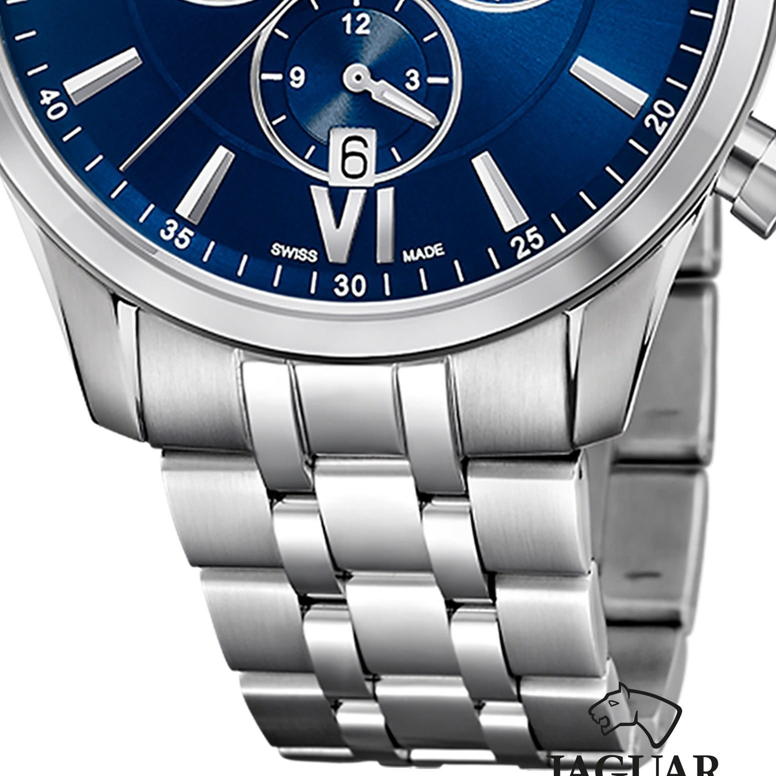 JAGUAR Quarzuhr Jaguar Herrenuhr Edelstahl silber Jaguar, (Analoguhr), Herren Armbanduhr rund, Edelstahlarmband silber