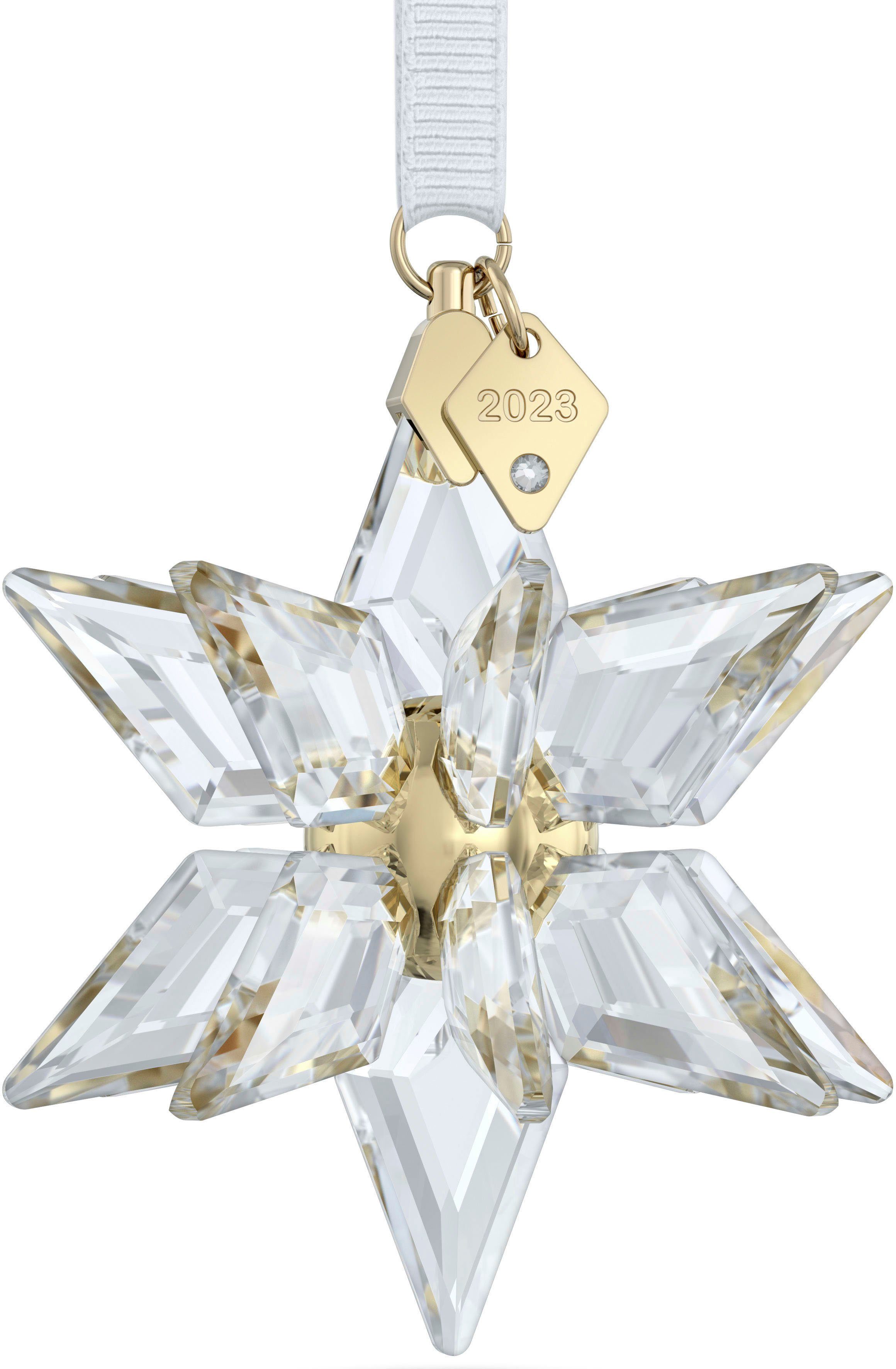 Swarovski Dekohänger ORNAMENT FESTIVE 3D kristallweiß-goldfarben-weiß 5651397, 5653577 2023, (1 Kristall Swarovski® St)