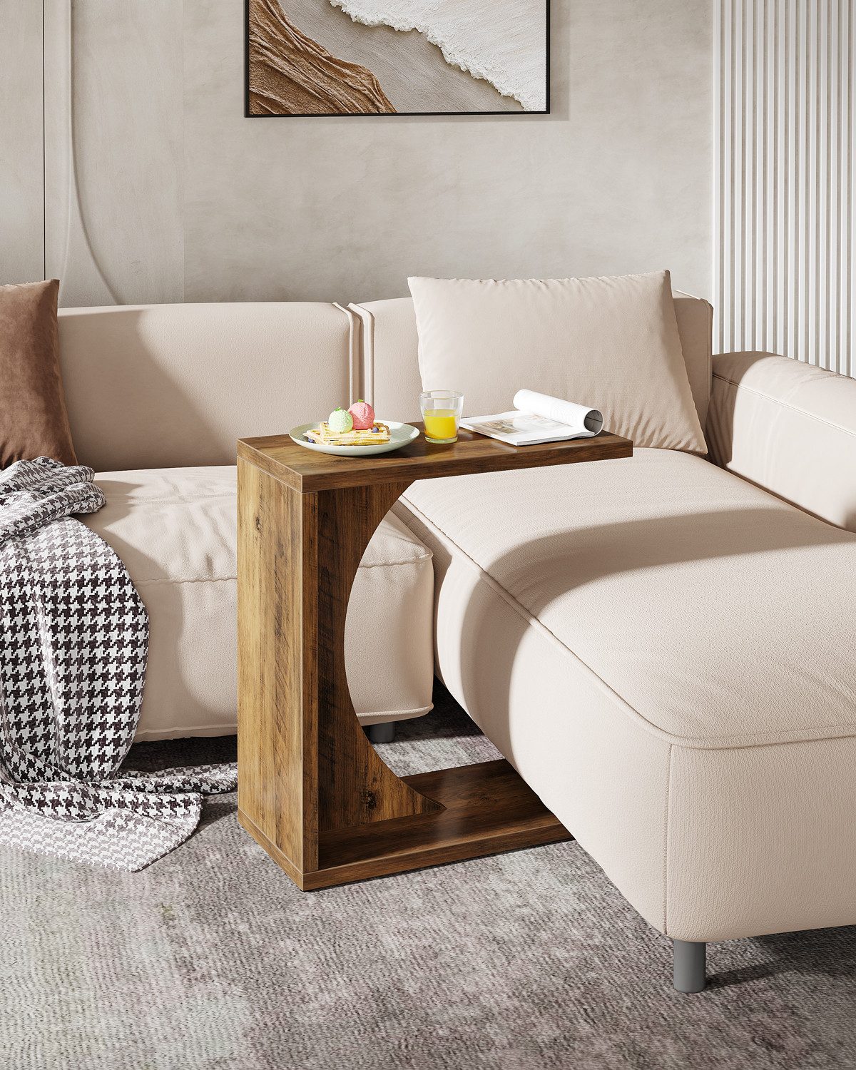 Tribesigns Beistelltisch C-förmiger Beistelltisch, Kleiner Tisch Nachttisch für Sofa 60×30 cm – Bild 4 von 5