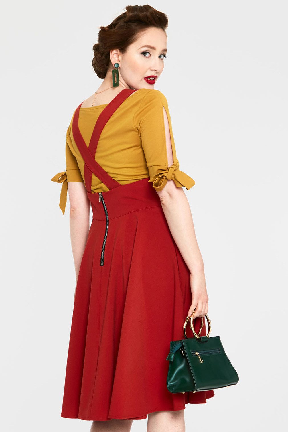 Voodoo Vixen A-Linien-Rock Phoebe Red High Waist Skirt Rockabilly Retro Vin günstig online kaufen