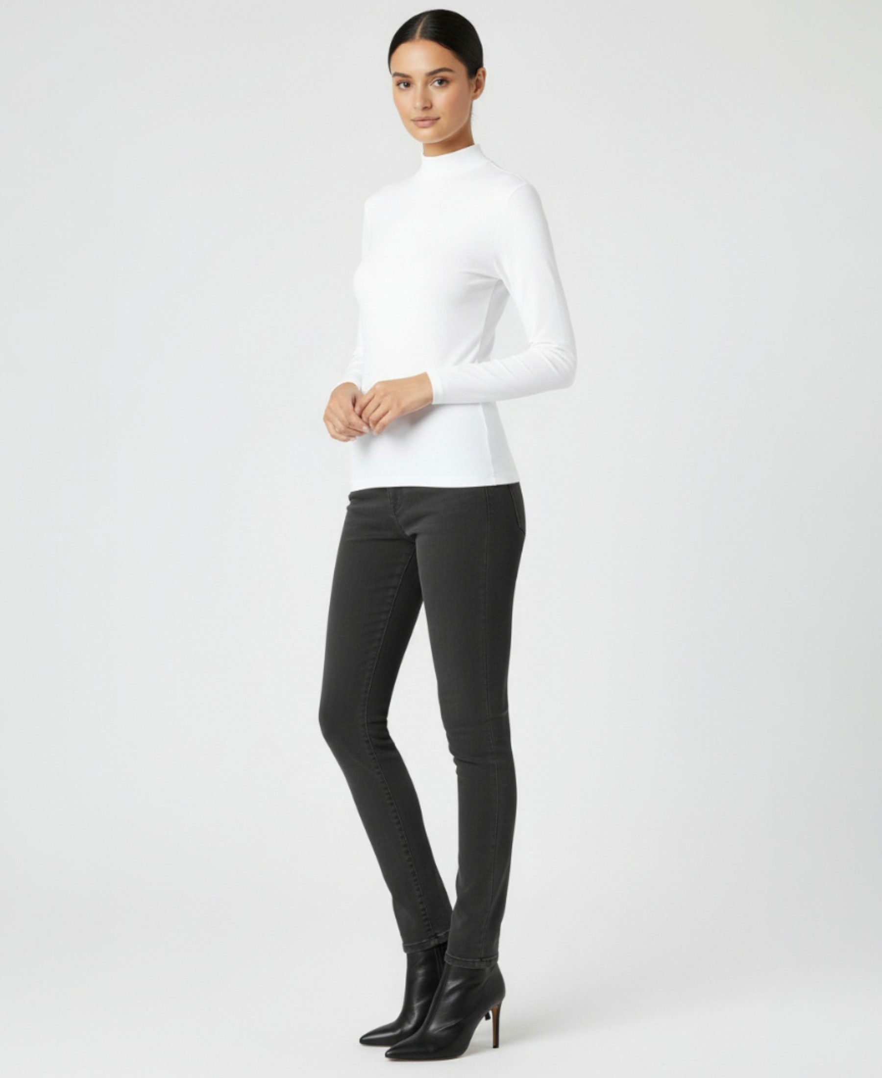 Kota Langarmbody Langarmbody Damen Body Shirt Top mit Halbkragen Langarm Bodyshirt Atmungsaktive Baumwollmischung