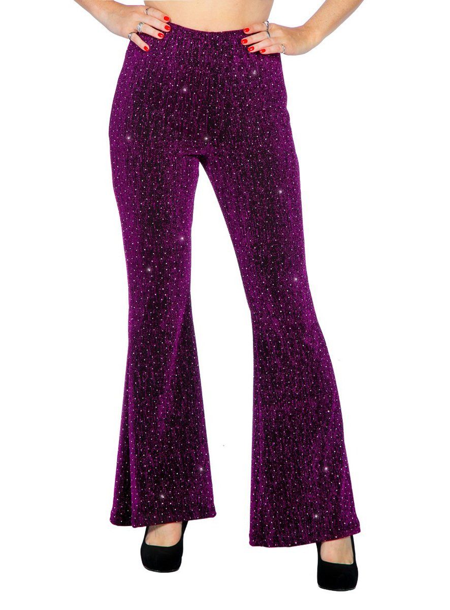 Metamorph Kostüm Disco Leggings für Damen purpur, 70er Jahre Schlaghose mit günstig online kaufen