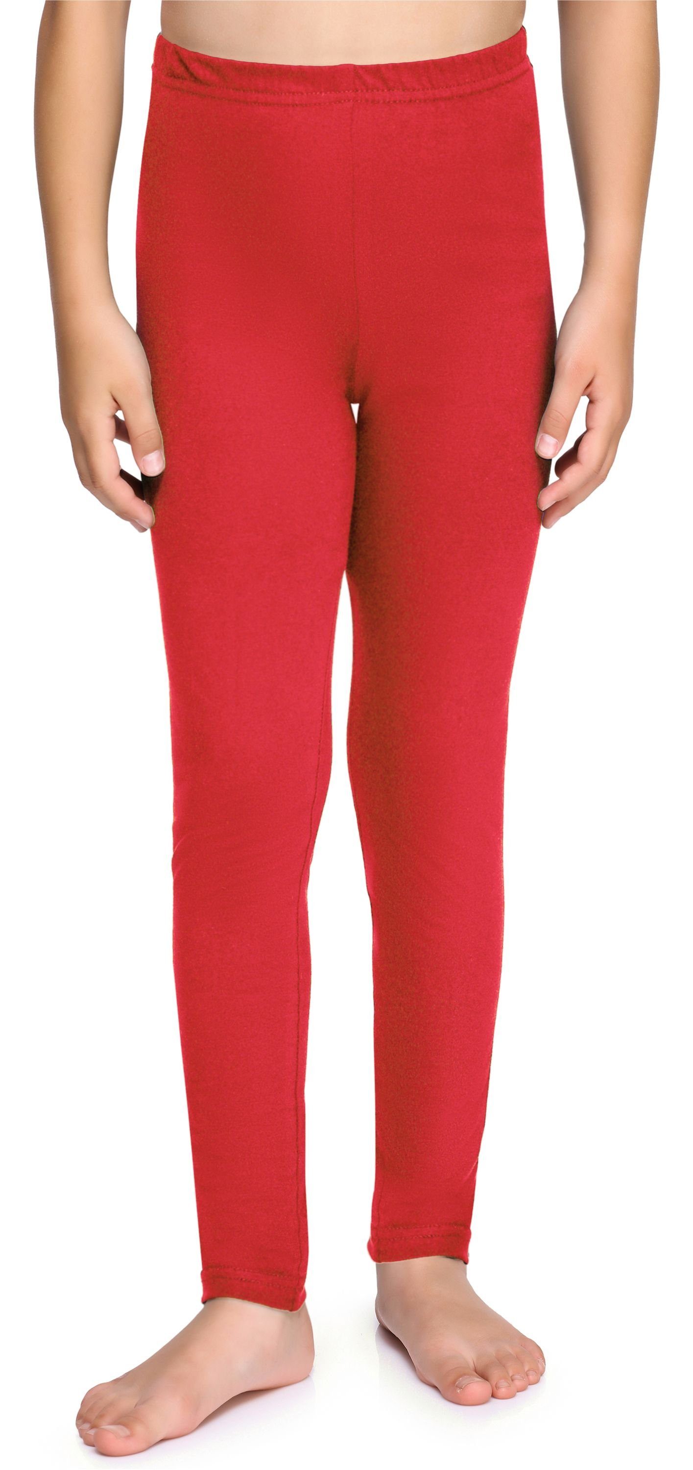 Lange Style elastischer aus Mädchen MS10-225 Baumwolle Leggings Bund Leggings Merry (1-tlg) Rot