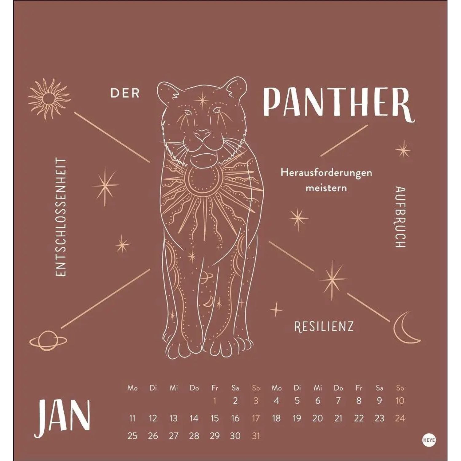 HEYE Monatskalender Krafttiere Postkartenkalender 2027