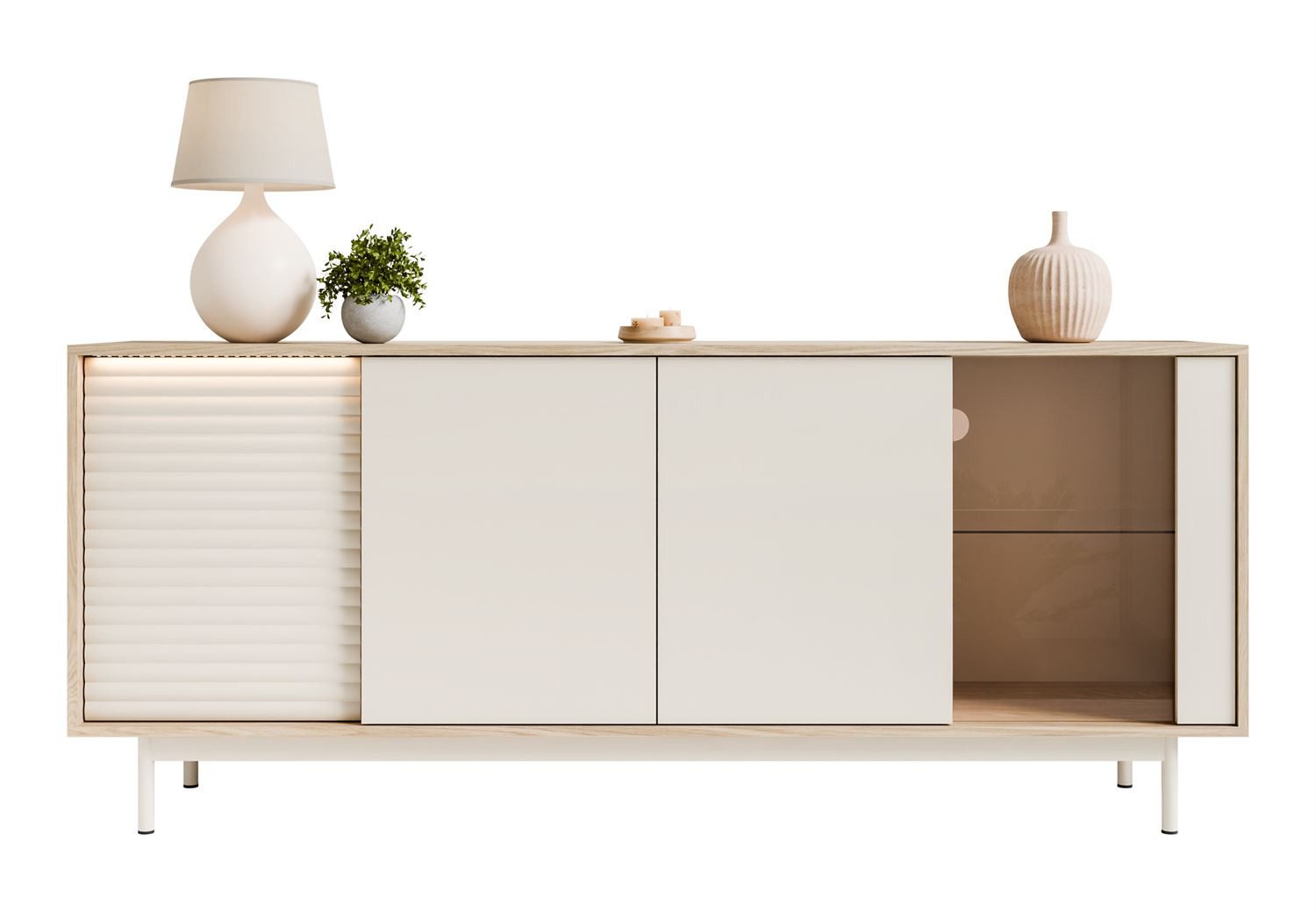 Lookway Kommode FLORENCE 3D1W mit LED-Beleuchtung, Breite: 184 cm, Höhe: 77 cm, Tiefe: 40 cm