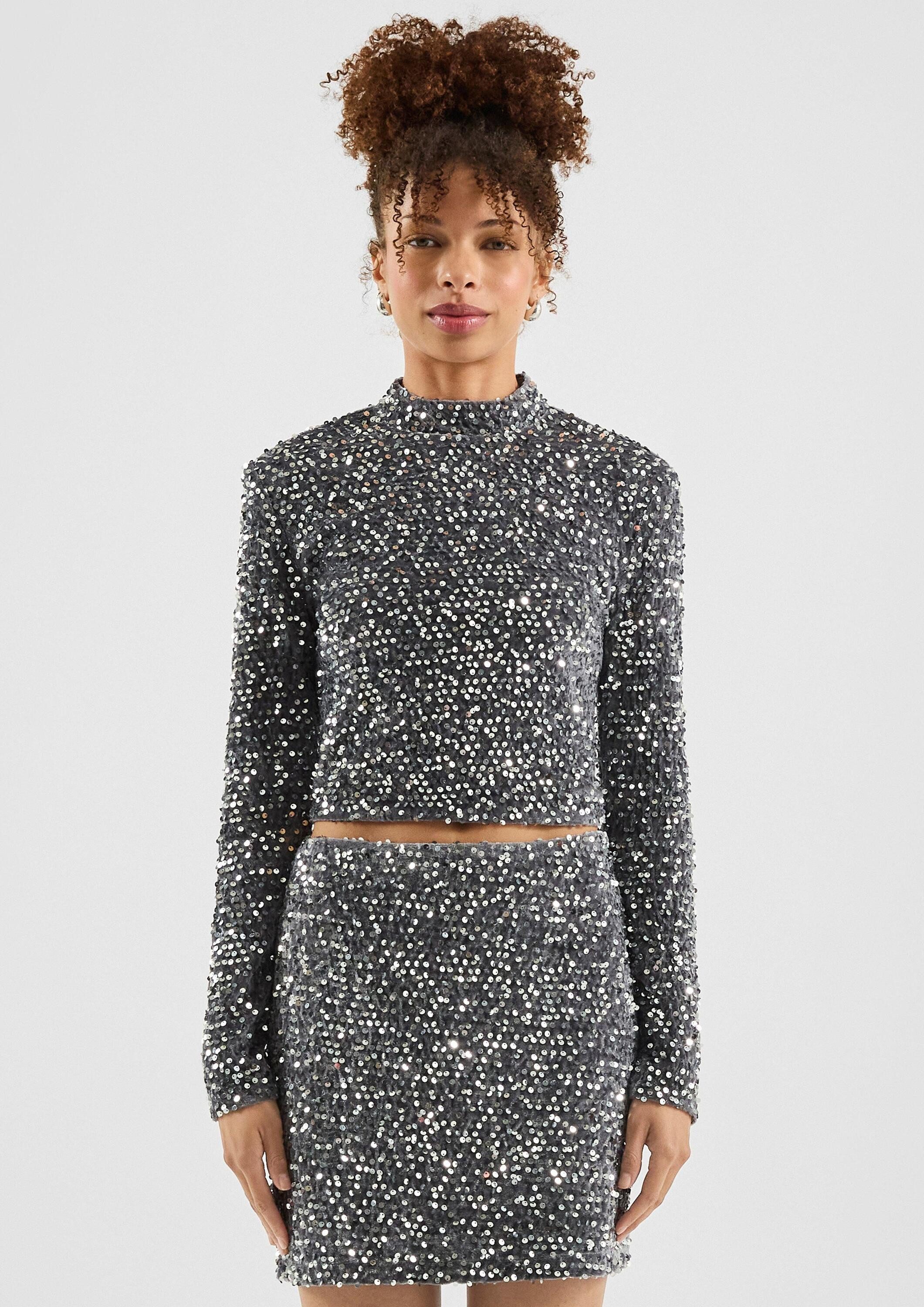 QS Langarmshirt T-Shirt QS x Vanessa Mai, Paillettenshirt günstig online kaufen