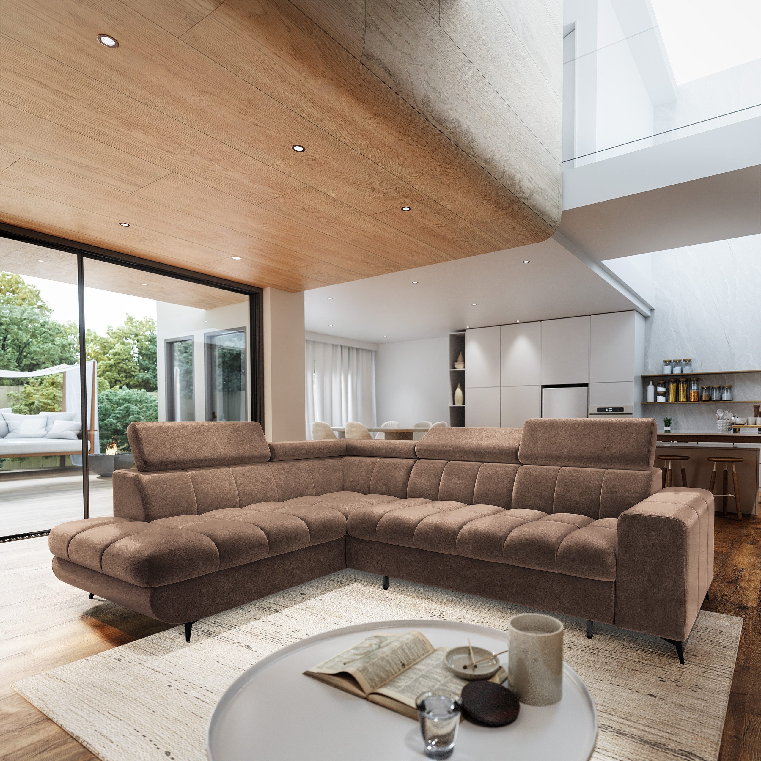 Masseno Ecksofa MORIVA mit Schlaffunktion L-Form, Sofa mit Bettkasten