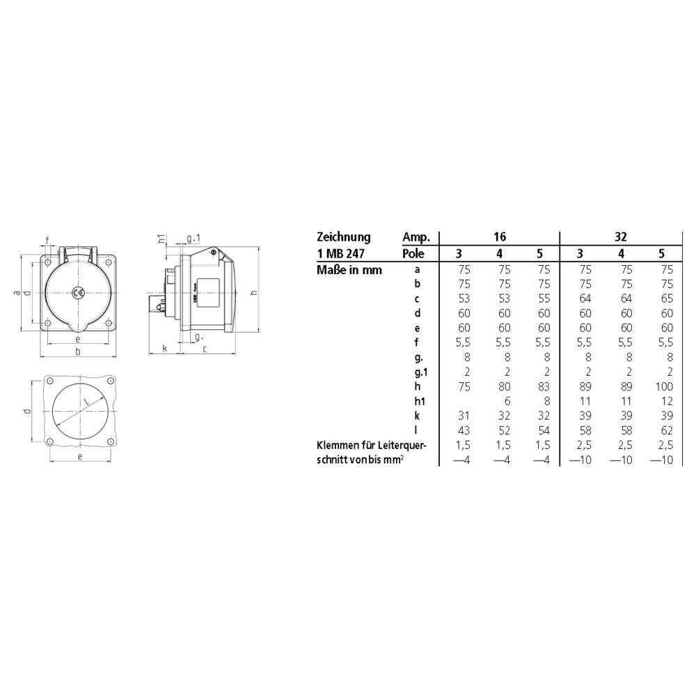 Mennekes Steckdose MENNEKES 1366 CEE-CARA Anbaudose 16 A 3polig 230 V 1 St.