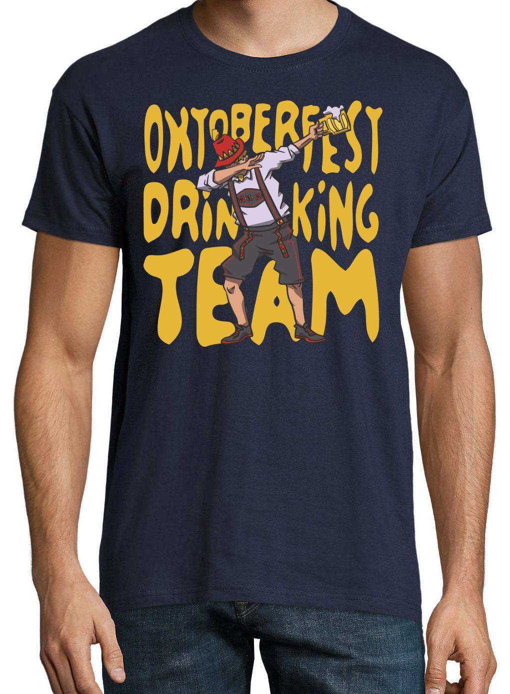 Herren lustigem T-Shirt Designz Print-Shirt Team Youth Drinking Print Trachten Spruch und mit Oktoberfest Navyblau