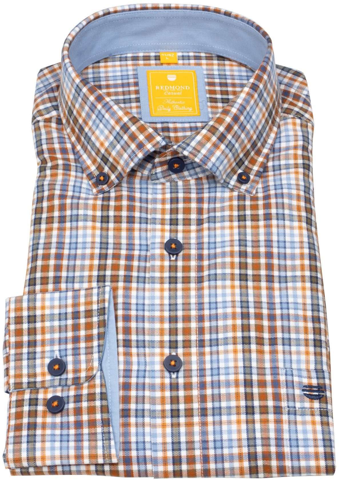 Redmond Karohemd leicht tailliert Button-Down-Kragen günstig online kaufen