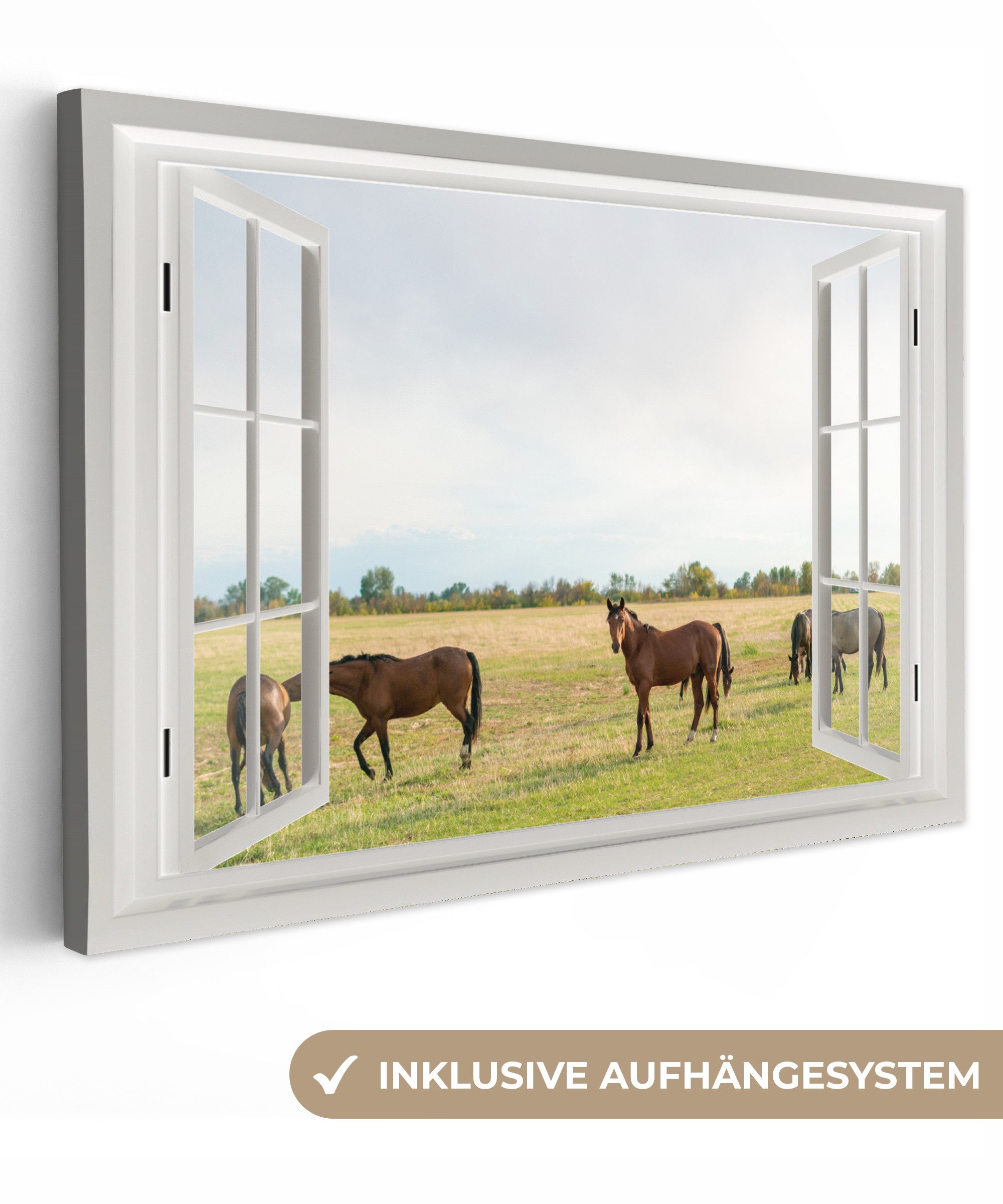 OneMillionCanvasses® Leinwandbild Aussicht - Pferde - günstig online kaufen