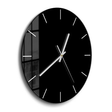 DEQORI Wanduhr 'Unifarben - Schwarz' (Glas Glasuhr modern Wand Uhr Design Küchenuhr)