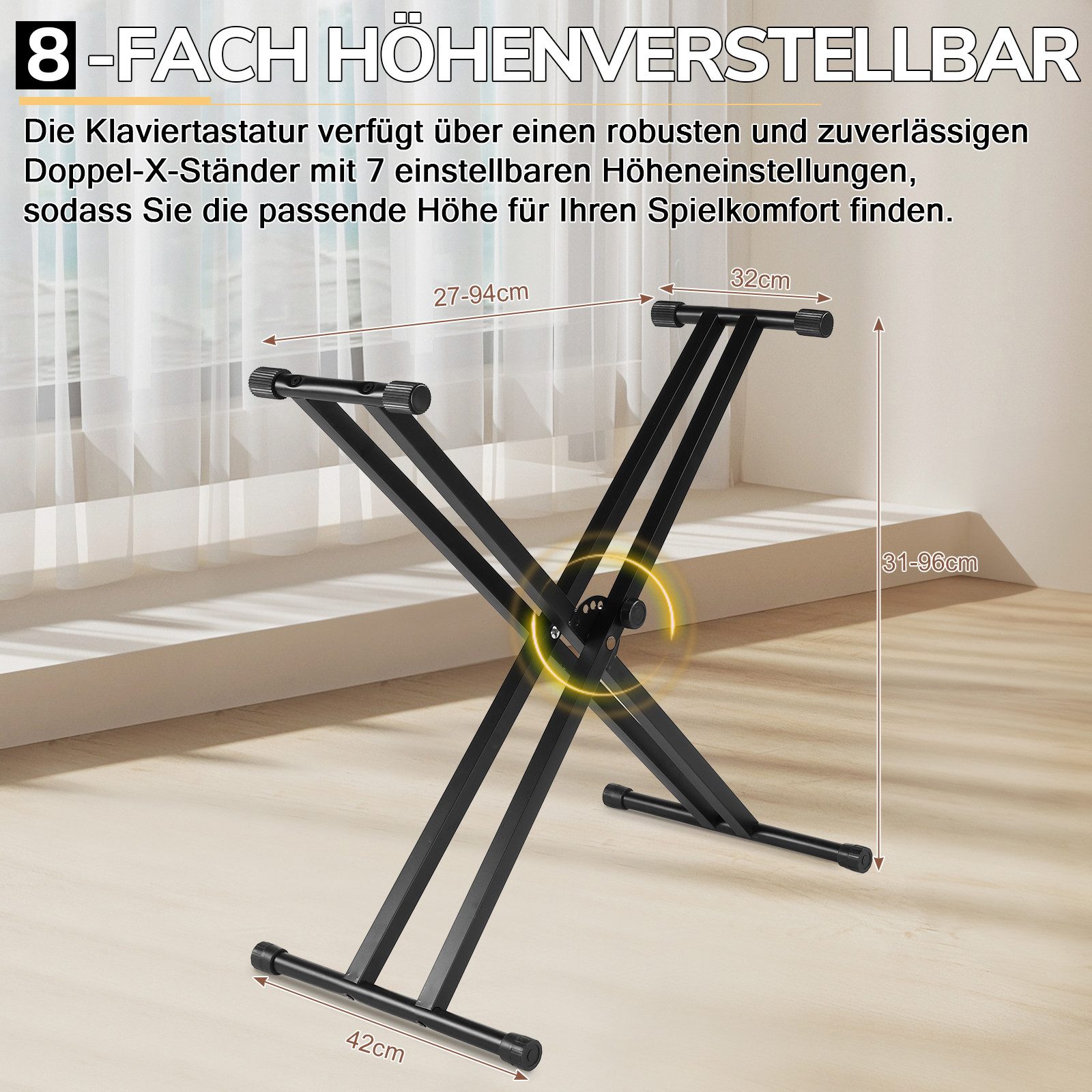 LALAHO Digitalpiano Klappbare E-Keyboard mit 88 Tasten, Klappklavier, Bluetooth und MIDI, tragbar, mit Kopfhörer, Lautsprecher – Bild 4 von 5