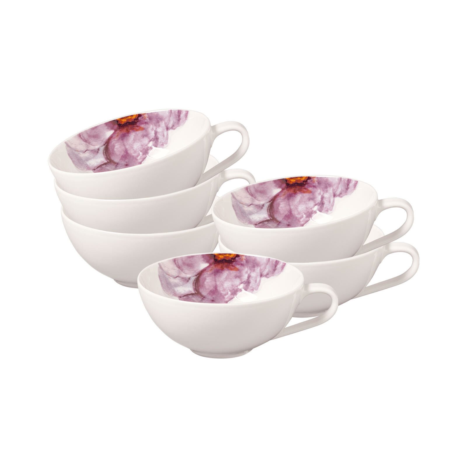 Villeroy & Boch Tasse Rose Garden Teeobertassen 110 ml 6er Set, 6-tlg., Porzellan