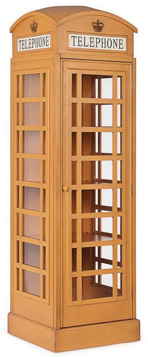 Casa Padrino Stauraumschrank Casa Padrino Landhausstil Bücherschrank Telefonzelle Antik Beige 55 x 51,5 x H. 180 cm - Telefonzellen Regalschrank im englischen Stil - Wohnzimmer Möbel im Landhausstil - Landhausstil Möbel