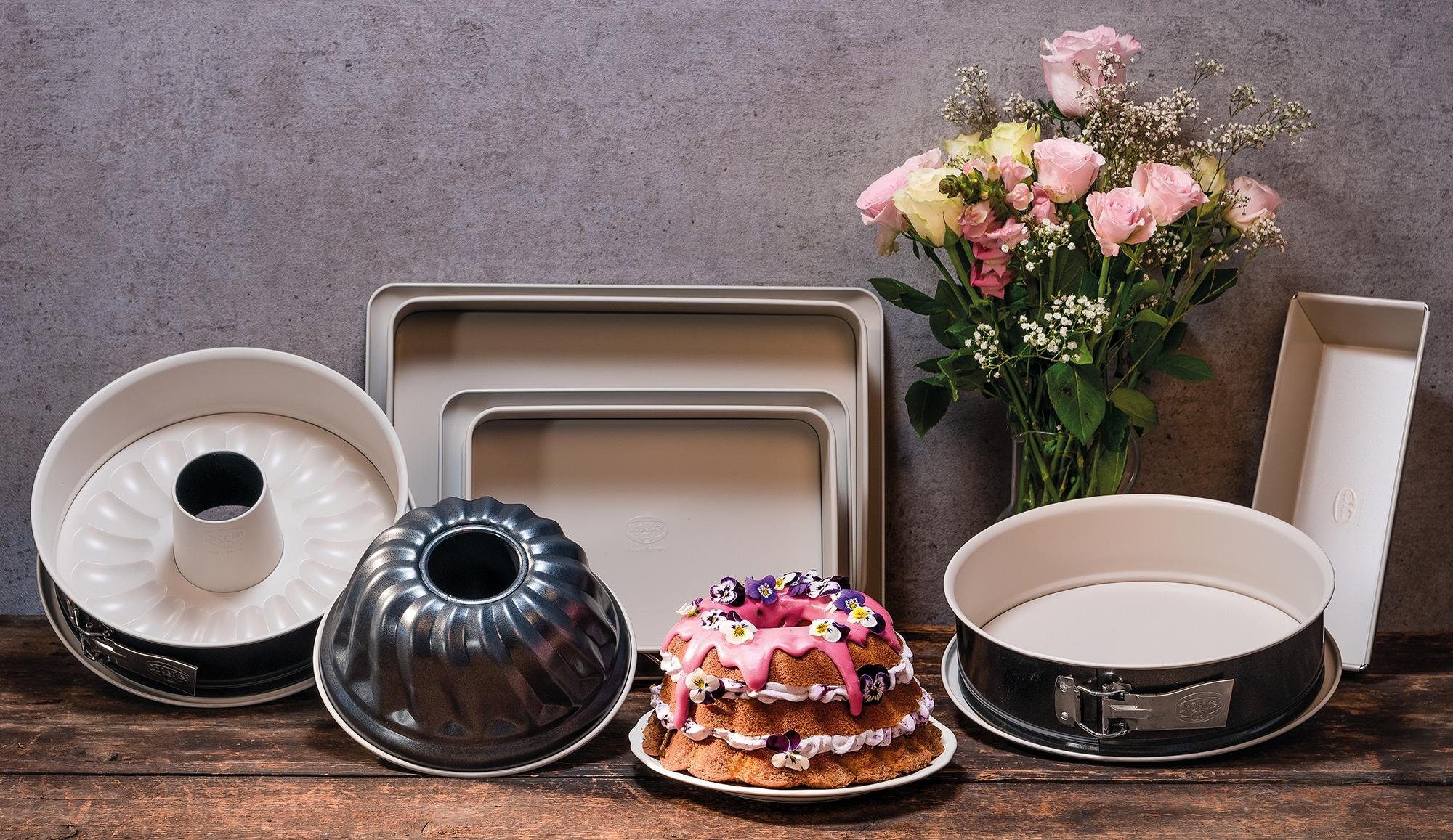 Dr. Oetker Küchenhelfer Backform Back-Trend, (Set 3-tlg), (je 1 Gugelhupfform, Springform, Kastenform), Stahlblech