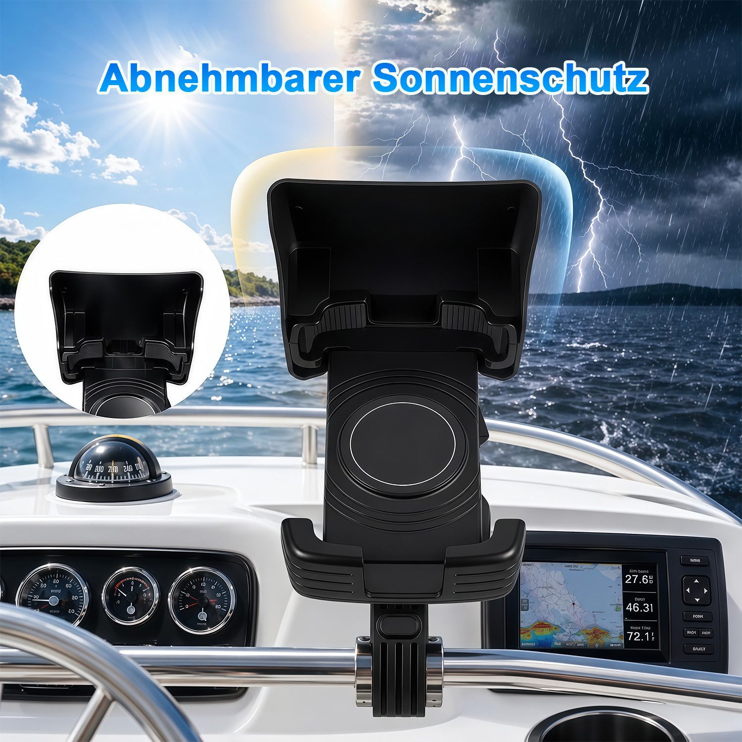 MOPUEA Smartphone-Halterung Handyhalterung Fahrrad 360° Drehbar Sonnenschutz Stoßfest Outdoor, (Handyhalterung mit Sonnenschutz und 360° Drehfunktion, Für Fahrr – Bild 5 von 5