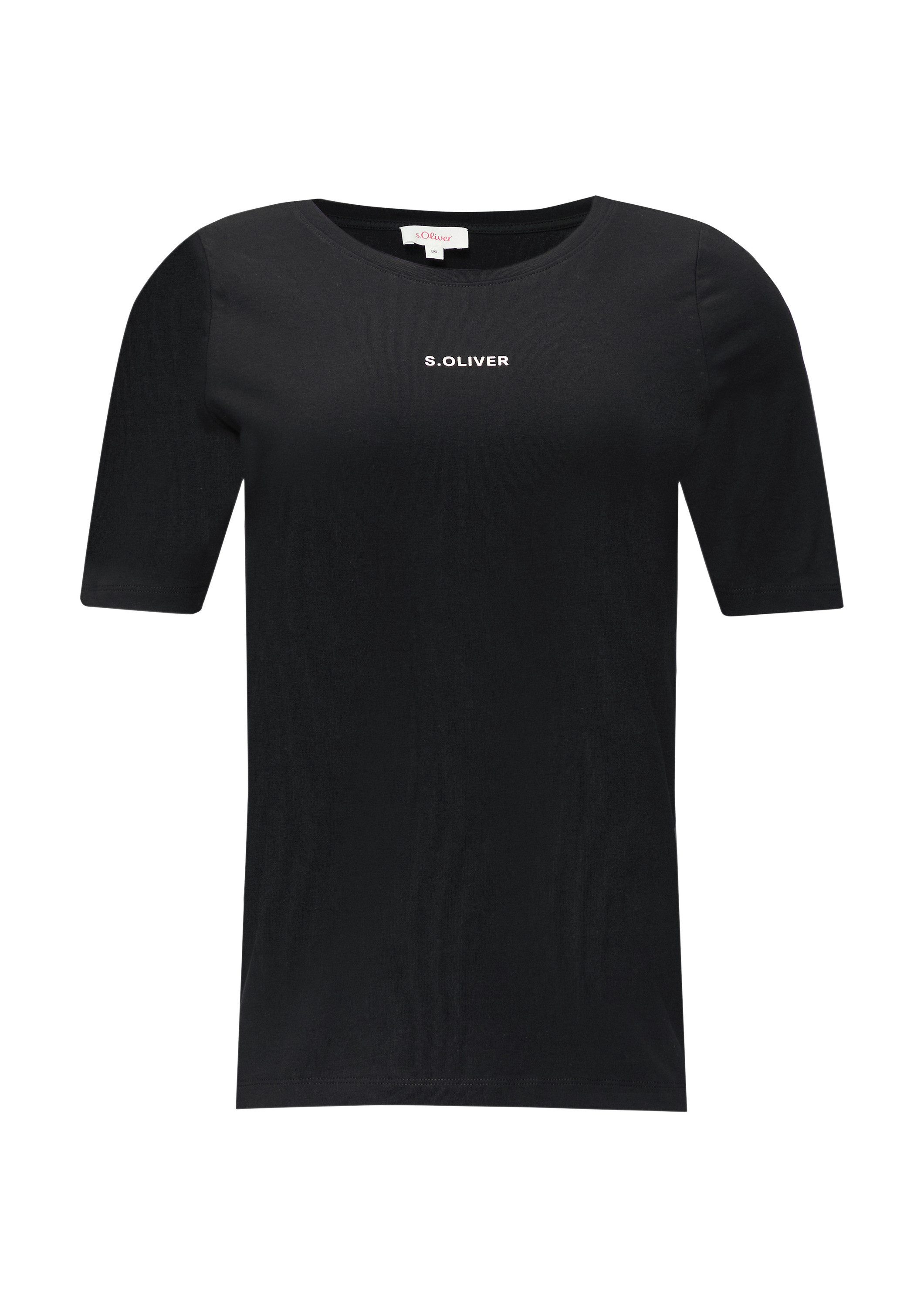 s.Oliver Kurzarmshirt T-Shirt Elastisches T-Shirt mit Logo-Print günstig online kaufen