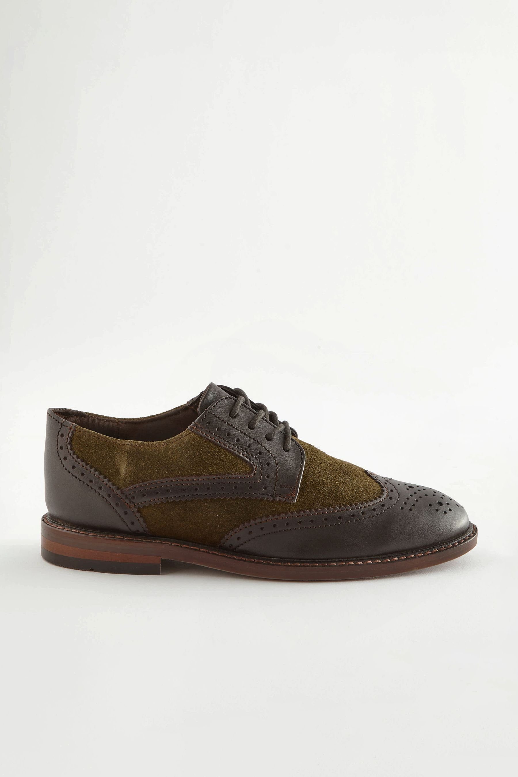 Next Brogue aus Leder Schnürschuh (1-tlg) Khaki Green