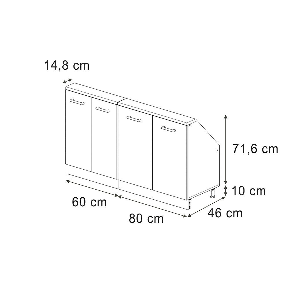 Vicco Unterschrank R-Line, Goldkraft Eiche/Weiß, 140 günstig online kaufen