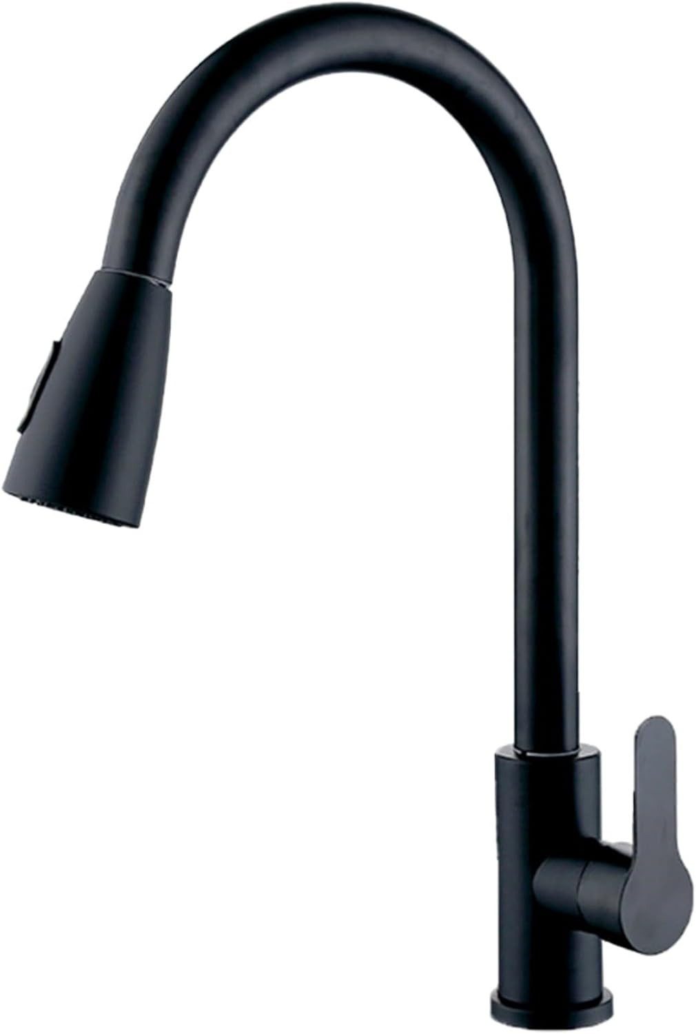 Faizee Home Küchenarmatur Wave Schwarz & Chrom – Armatur mit Ausziehbrause, 360° Drehbereich